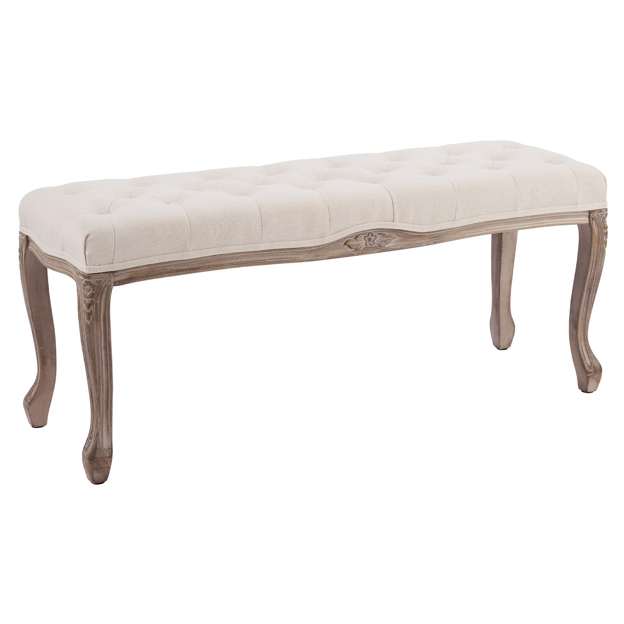 VONLUCE French bench40, 44 x 13.6 x 19 in, Beige-44 X 13.6 X 19 in