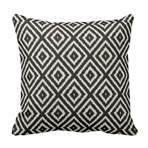 Ikat Diamond Pattern in Black and Cream Throw Pillow case 2020