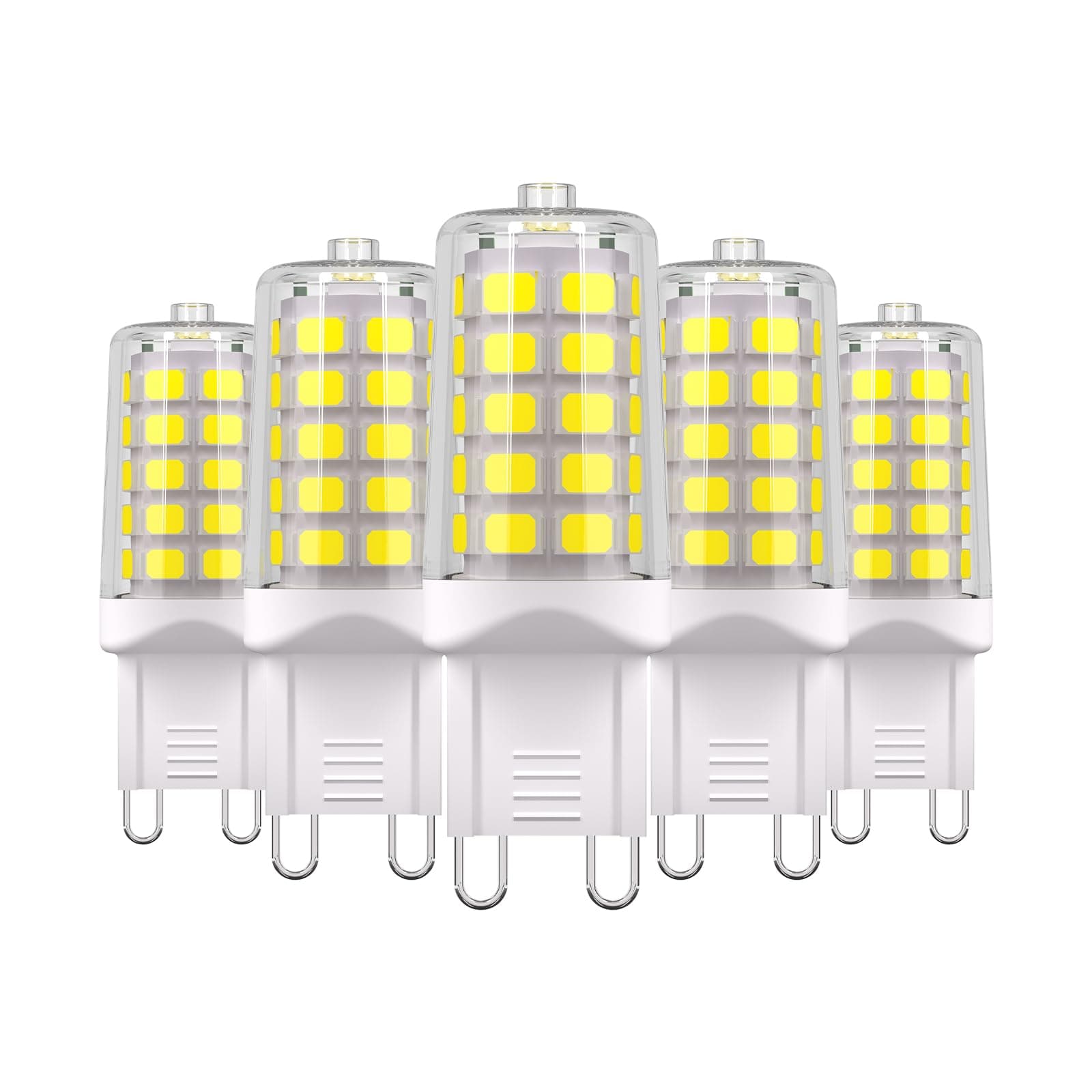 BAOMING G9 LED Bulb, Daylight White 6000K Not Dimmable, 4W G9 Base Light Bulbs, 40W T4 Halogen Equivalent, Bi Pin Base, No-Flicker 360 Beam Angle, 120V 450LM, 5-Pack