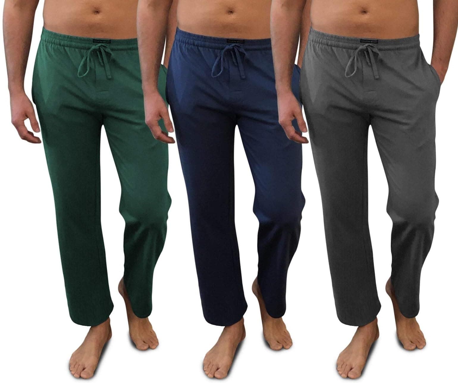 Andrew Scott Men's Pack of 3 Soft & Light 100% Cotton Drawstring Yoga Lounge & Sleep Pant