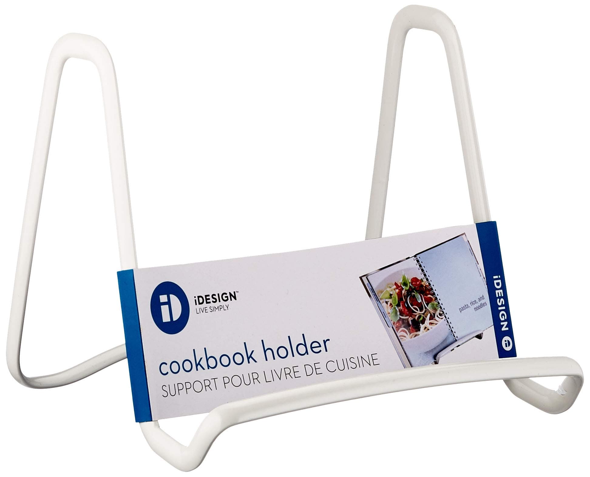 iDesign 59496 Table Top Easel, Metal Plate and Cookbook Stand for Tables and Worktops, Stylish Free Standing Plate Stand for Kitchen, White