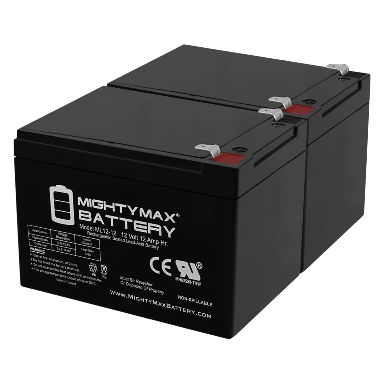 Mighty Max Battery 12V 12AH Battery for Pride Mobility Travel Pro 3-Wheel - 2 Pack