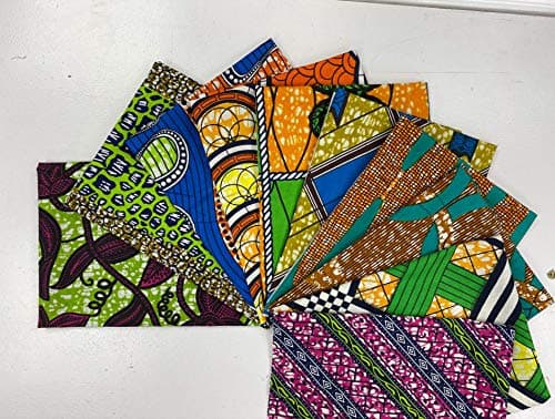 African Wax Prints Cotton Jelly Roll Fabrics for Sewing, Quilting, Patchwork Bundles, Ankara Material Squares 10x - (51cm x 58cm)/(20" x 23")