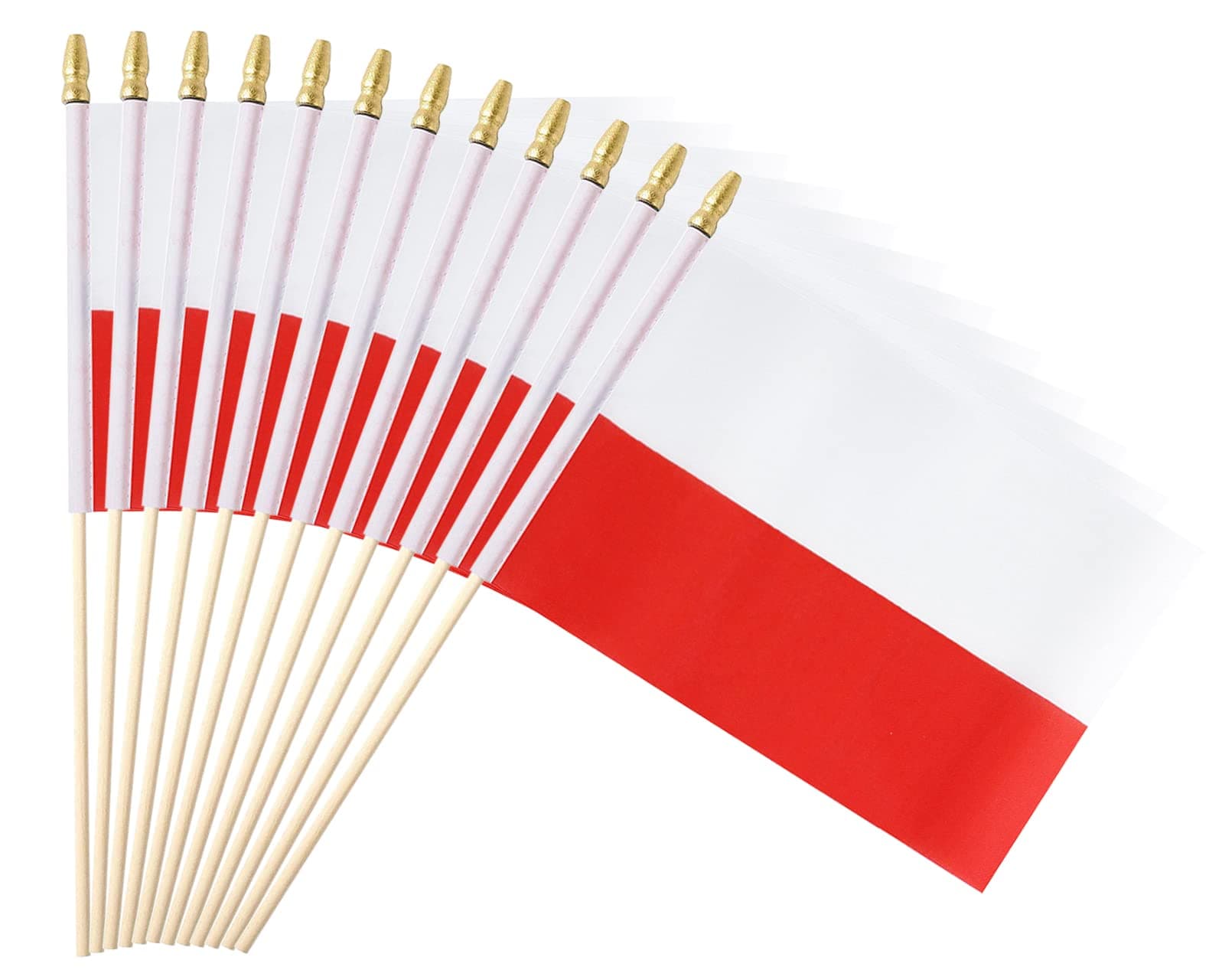 25Pack Small Poland Flag Mini Polish Handheld Stick Flags 5x8 Inch