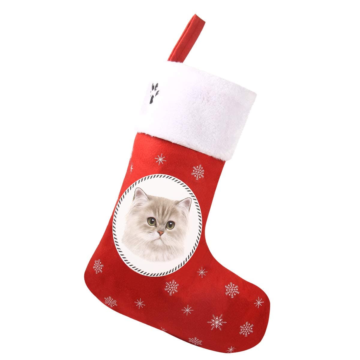 Red Lovely Pets Pattern Christmas Stockings for Cats