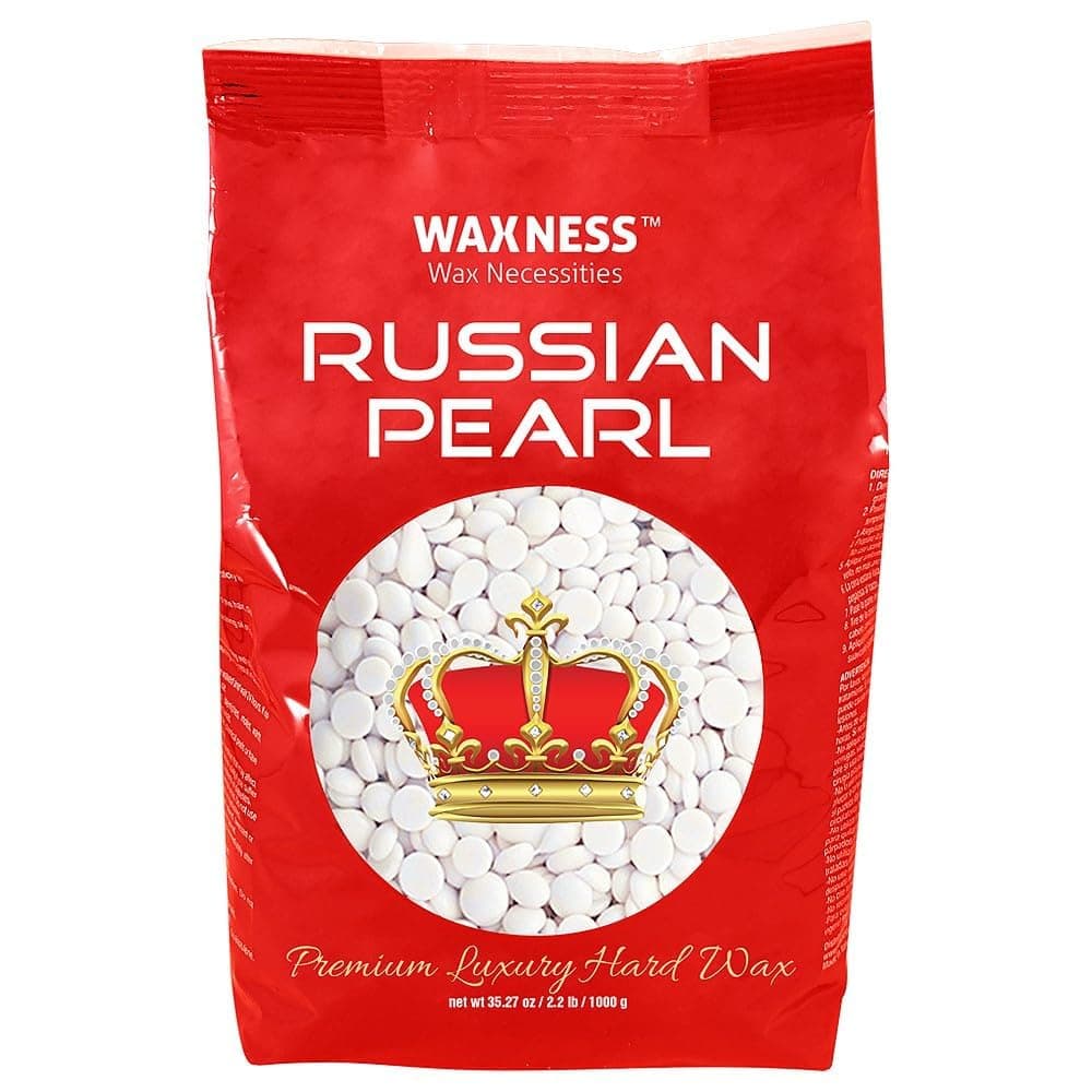 Waxness Russian Pearl Hard Wax Beads 2.2 lb (1 kg) – Rosin-Free Stripless Hard Wax with Creamy Texture and Skin Visibility, Professional Use – Made in Italy