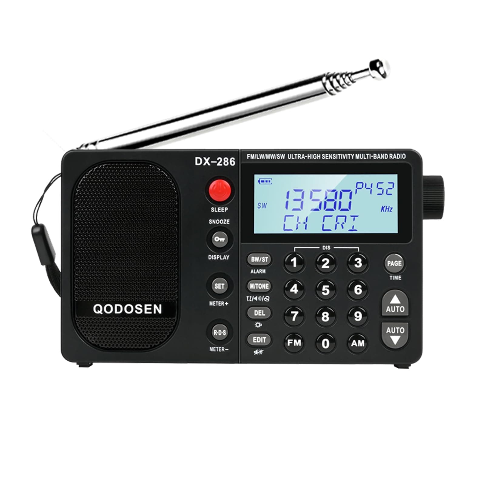 DX-286 Radio Compact, Ultra-High Performance FM/LW/AM/Shortwave Stereo Home User Outdoor Portable High Sensitivity Radio, Pocket-Sized/ With TEF6686 Car Chip/Alarm Clock