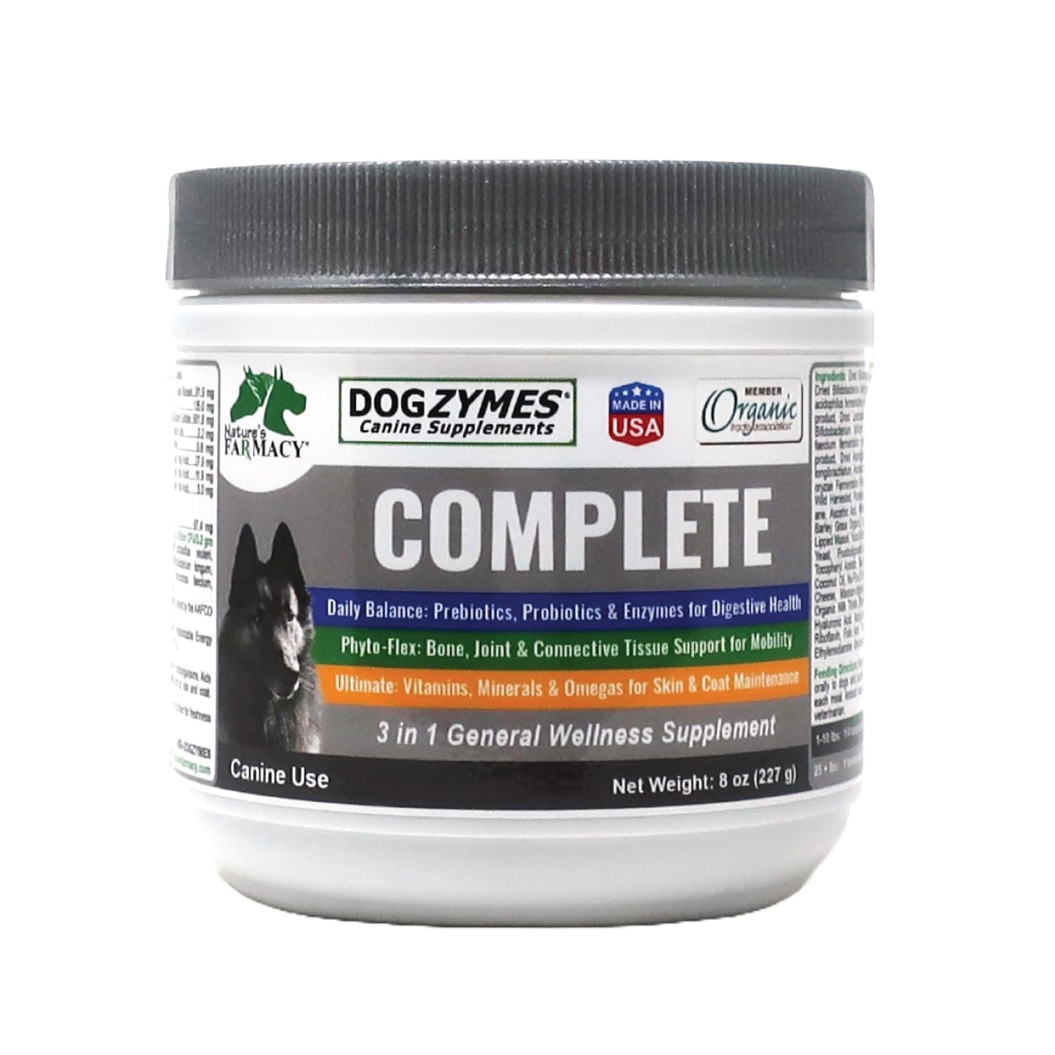 Complete - Probiotics, prebiotics, Glucosamine, Chondroitin, MSM and Hyaluronic Acid, Complete Skin and Coat Care (8 Ounce)