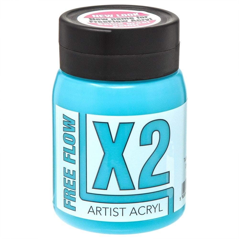 Specialist Crafts X2 Free Flow Acryl Acrylic Colours 500ml Turquoise Blue