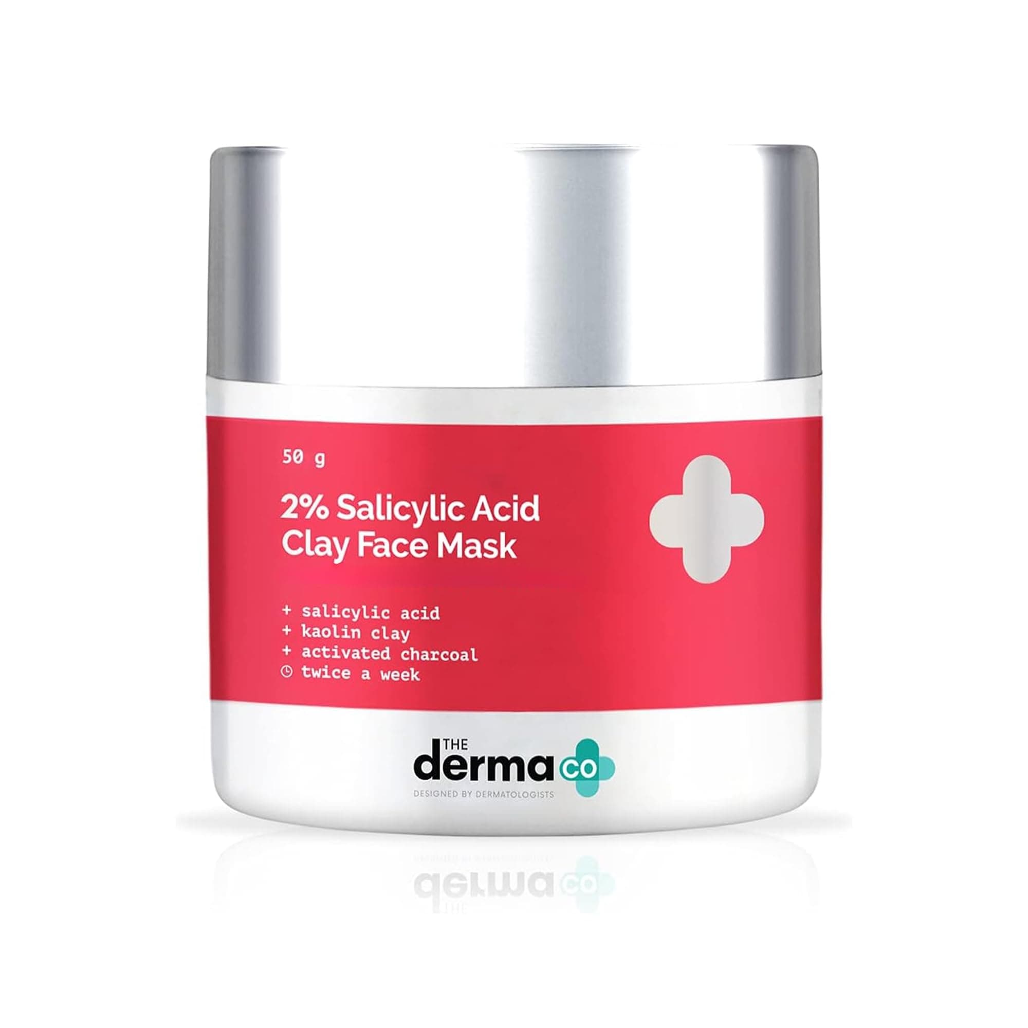The Derma Co 2% Salicylic Acid Clay Mask with Activated Charcoal for Blemish-Prone Skin For Skin Tone & Texture, Oil Control, Exfoliating Formula, Deep Cleansing Skincare Treatment| Men & Women, 50g