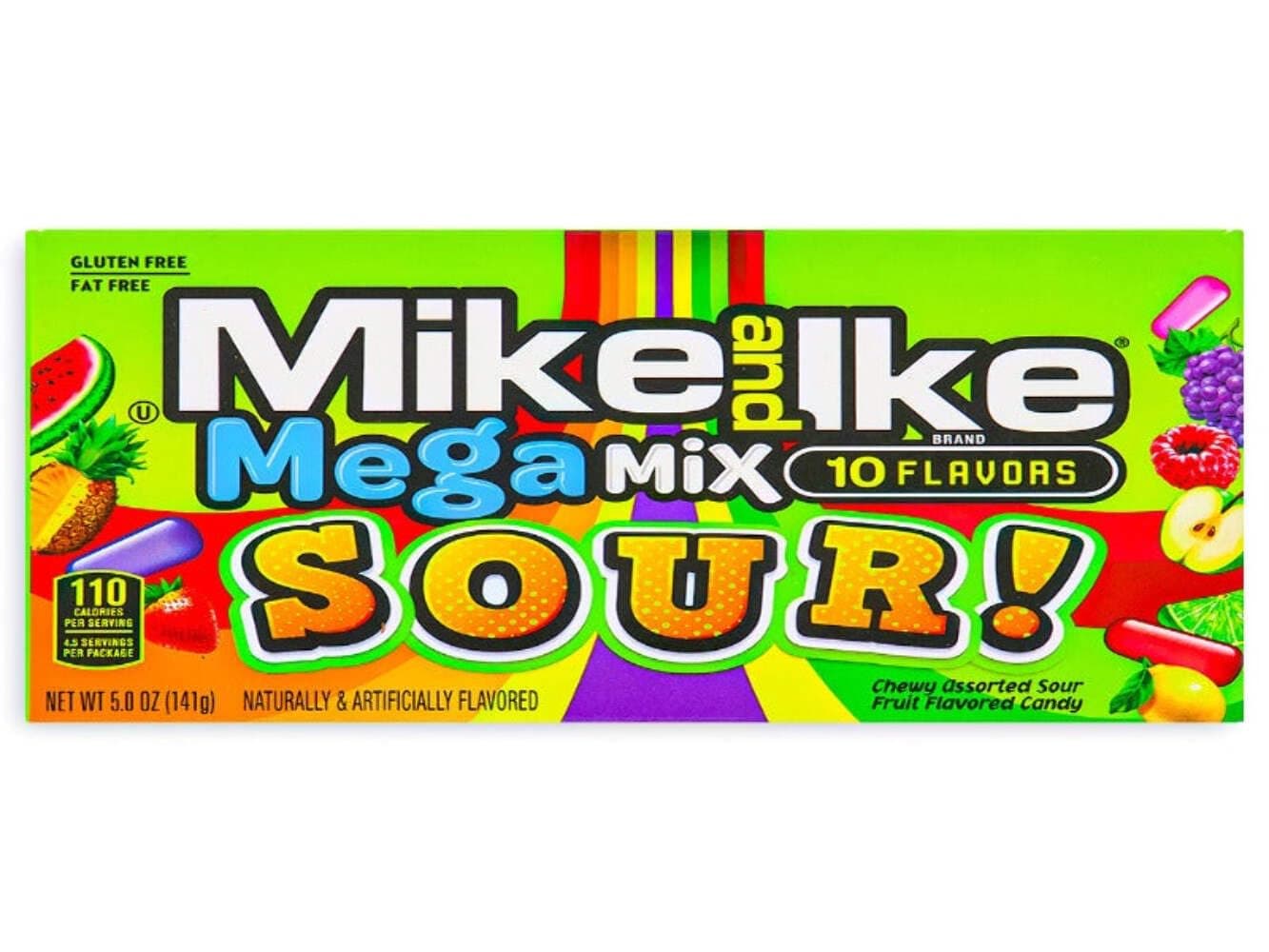 Mike and Ike, Mega Mix Sour - 10 Flavours - 141g