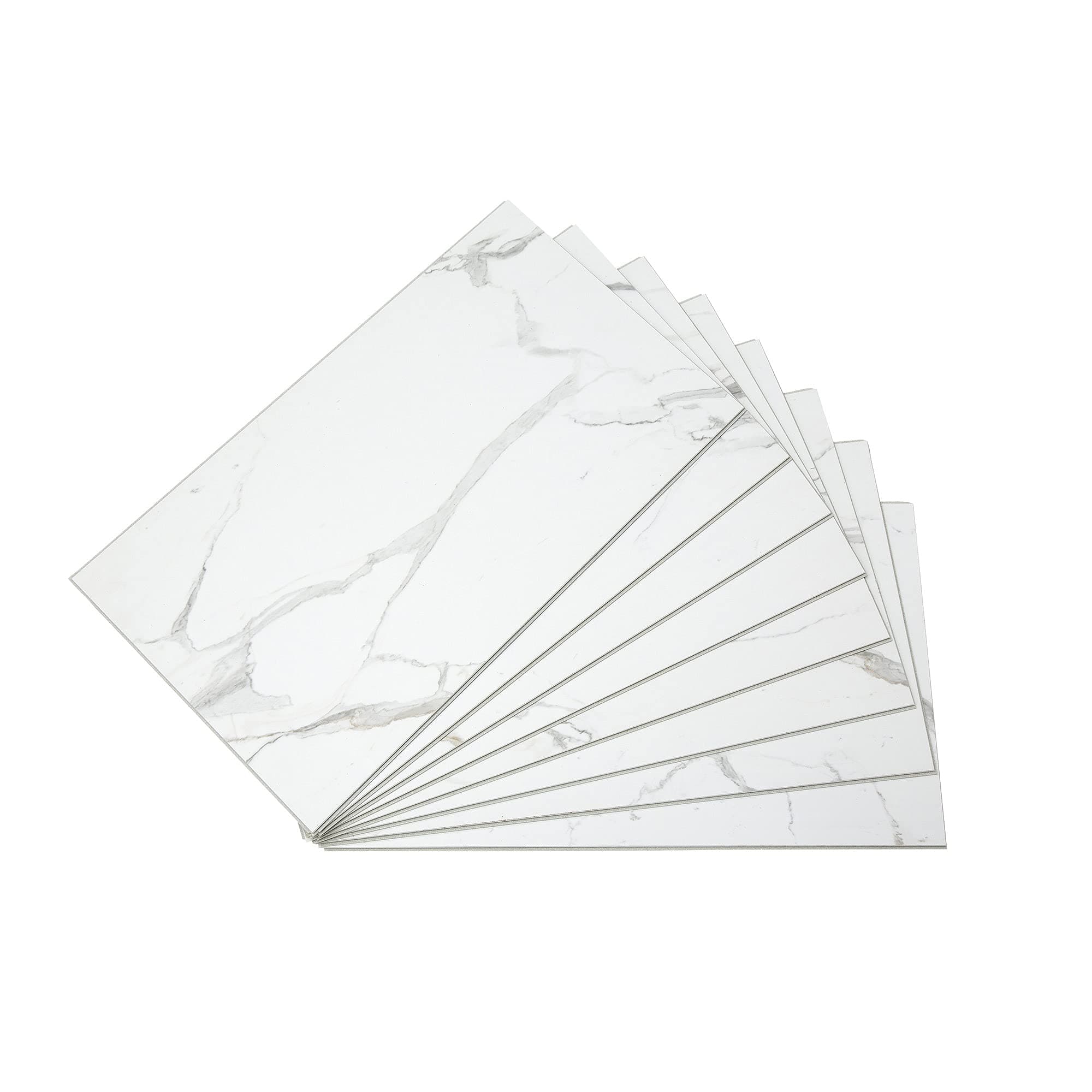 Palisade 25" x 14" Interlocking Vinyl Waterproof Wall/Backsplash Tile for Kitchen or Bathroom, Carrara Marble (Pack of 8)