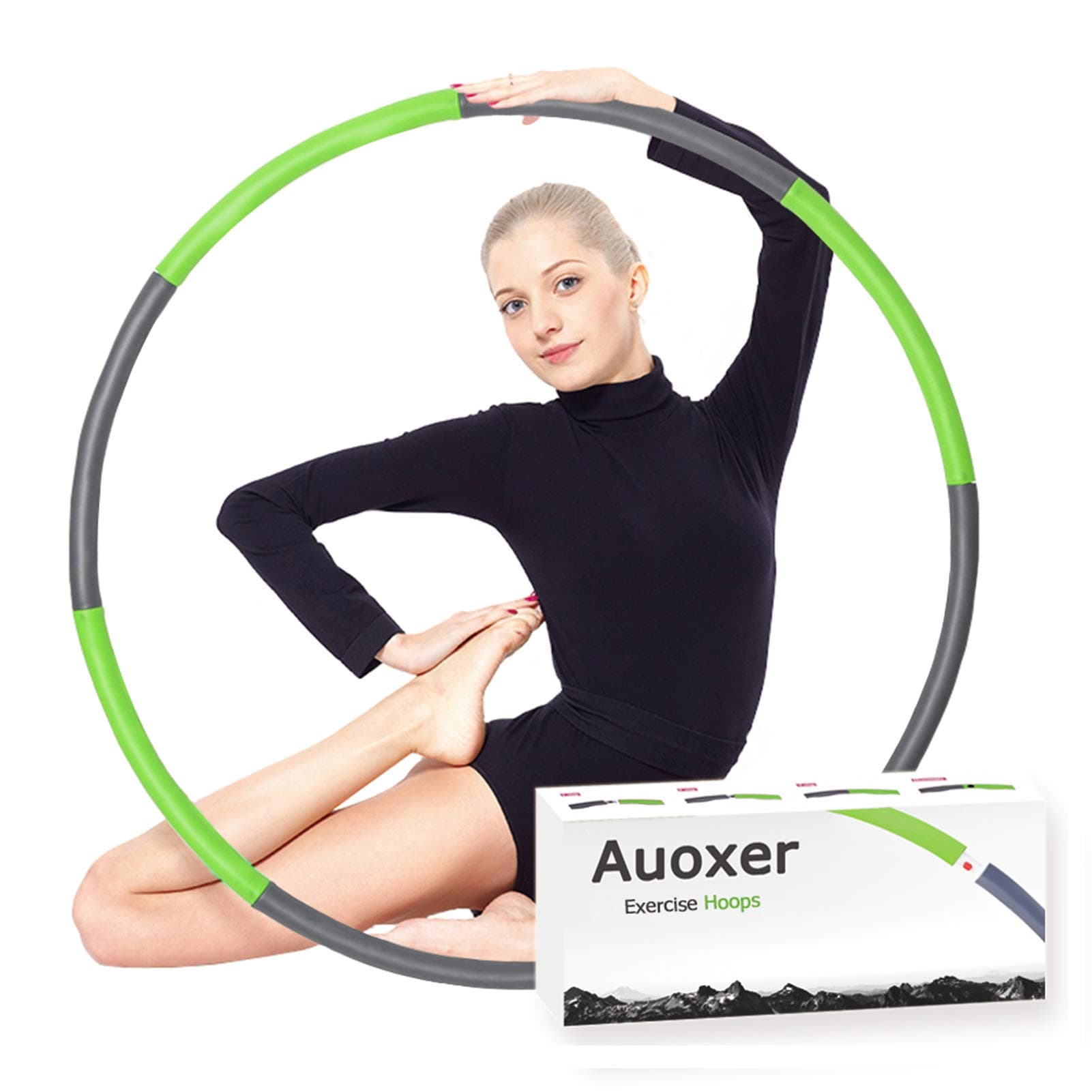 Auoxer Fitness Exercise Weighted Hoops, Lose Weight Fast by Fun Way to Workout, Fat Burning Healthy Model Sports Life, Detachable and Size Adjustable Design