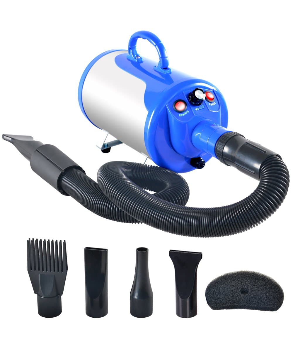 3.2HP Stepless Adjustable Speed Pet Hair Force Dryer Dog Grooming Blower with Heater(Blue)