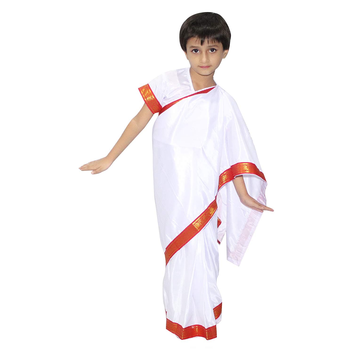 Kaku Fancy DressesTeacher White Saree,Our Helper Costume for School Annual Function/Theme Party/Competition/Stage Shows Dress