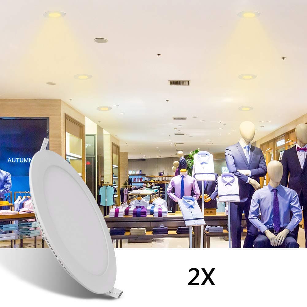 LED Recessed Ceiling Lights, 3W Round Panel Lights, 2 Pack, 6000K, 240lumen Ultra Slim LED Ceiling Lamp for Home Office Bedroom Washroom Kitchen Hallway Stairway (Cold White, 3W) [Energy Class A++]