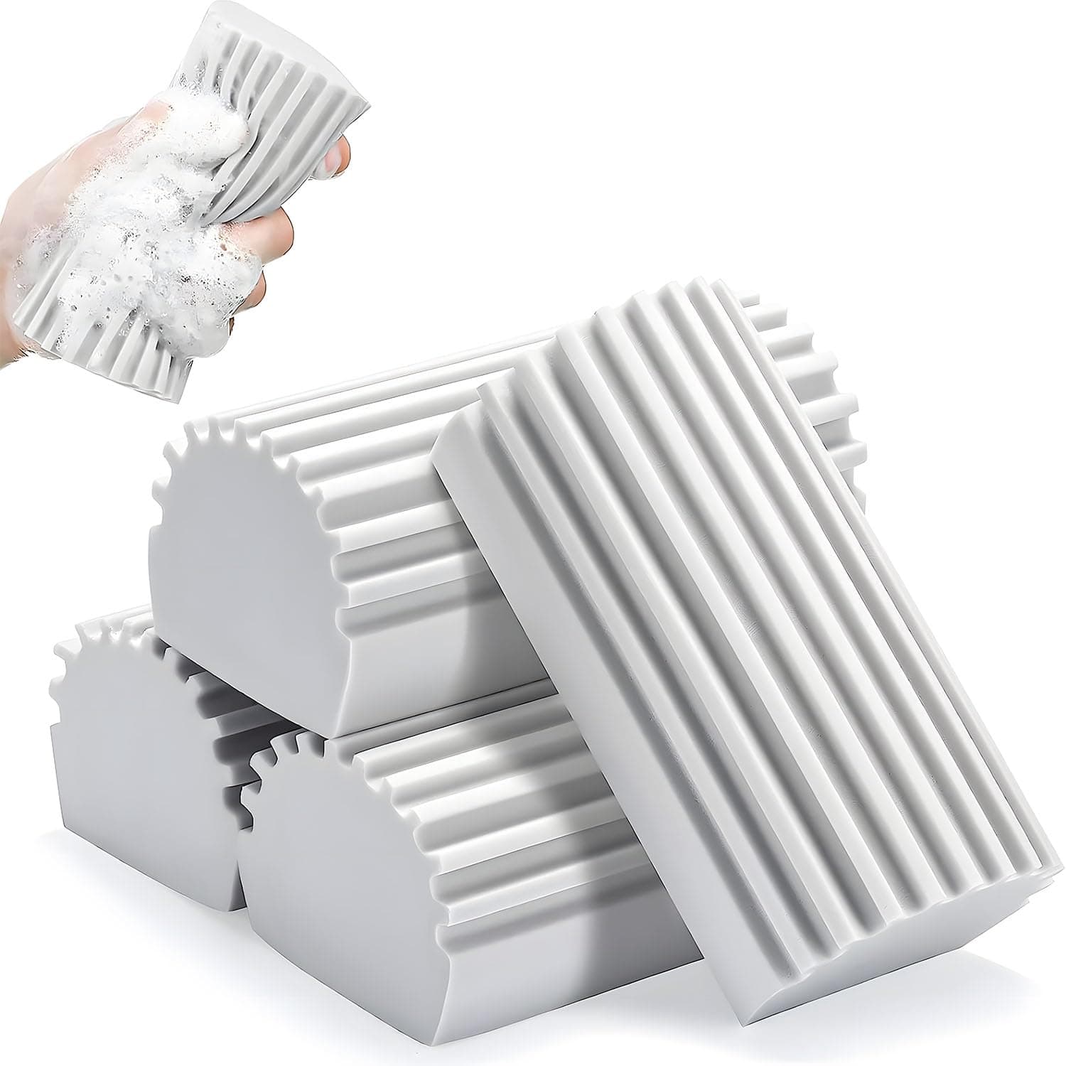 Bolivia's Damp Clean Duster, 4 Pack Household Cleaning Damp Duster, Gray Reusable Clean Duster Sponge for Housekeeping, Blinds, Vents, Glass, Baseboards, Window Track Grooves and Faucets