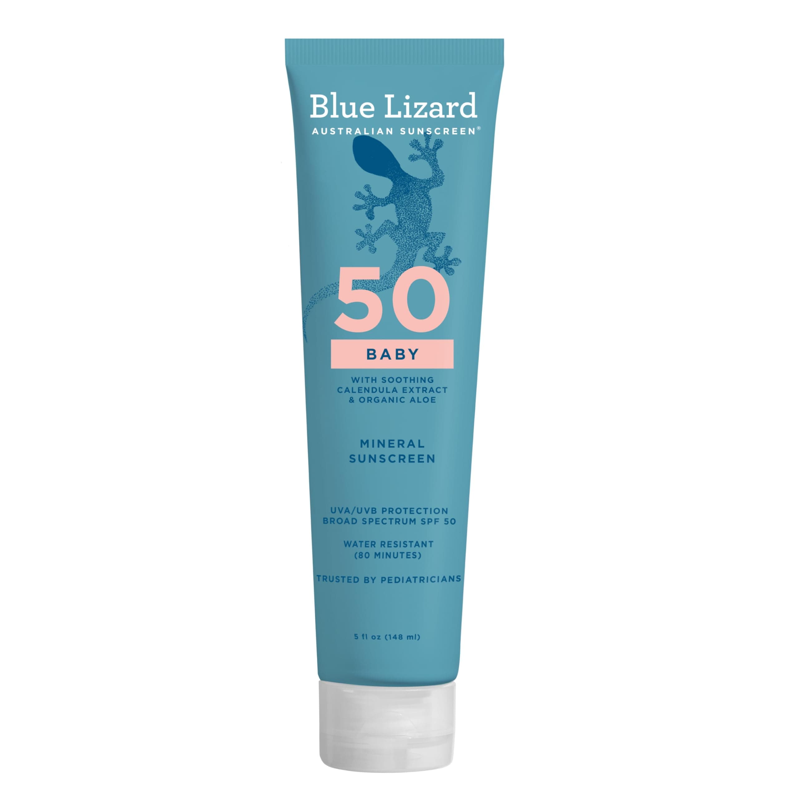 BLUE LIZARD Baby Mineral Sunscreen – No Chemical Actives – SPF 50+ UVA/UVB Protection, 5 Ounce Tube