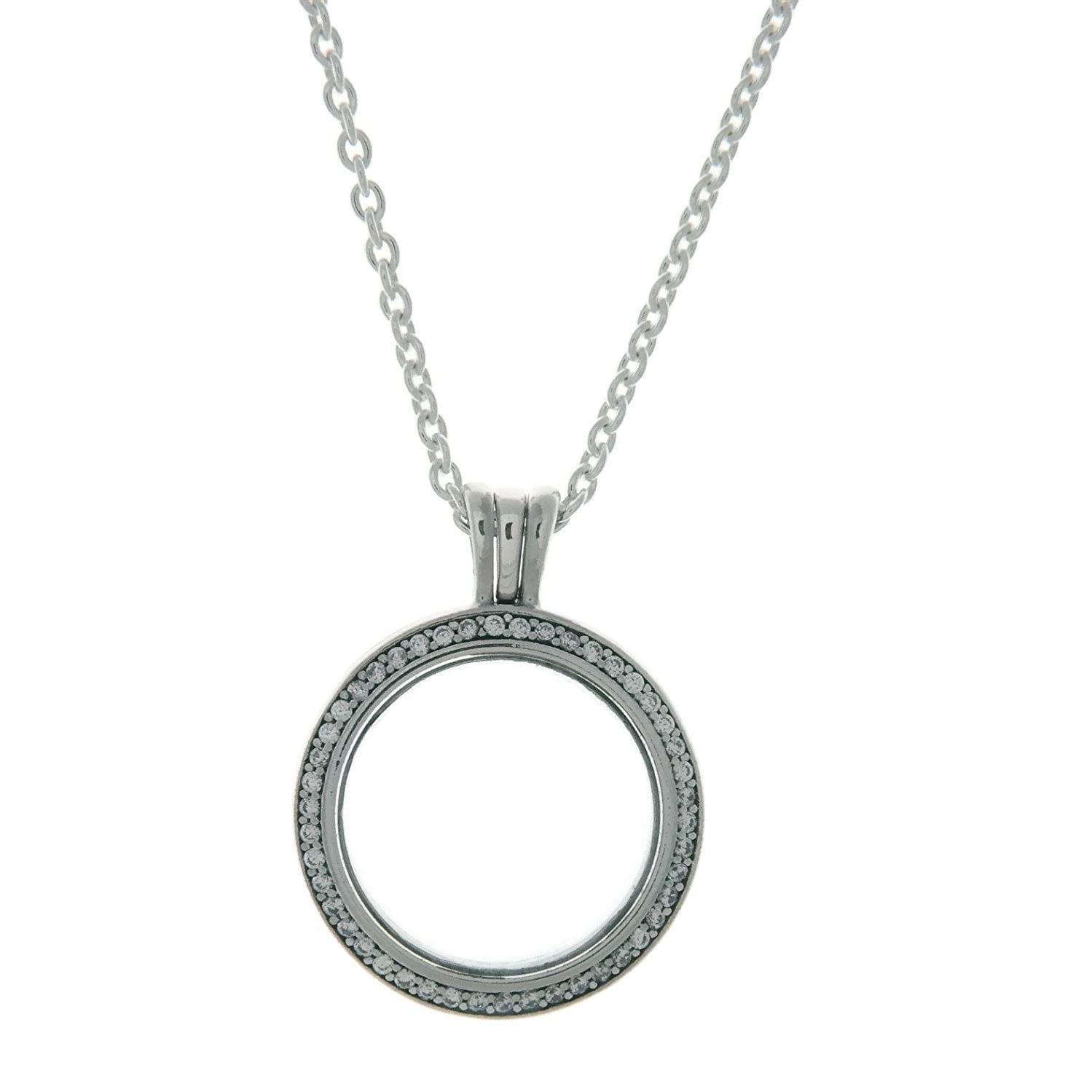 Pandora Necklace 396484CZ-60 Silver Zirconia Locket Brillante