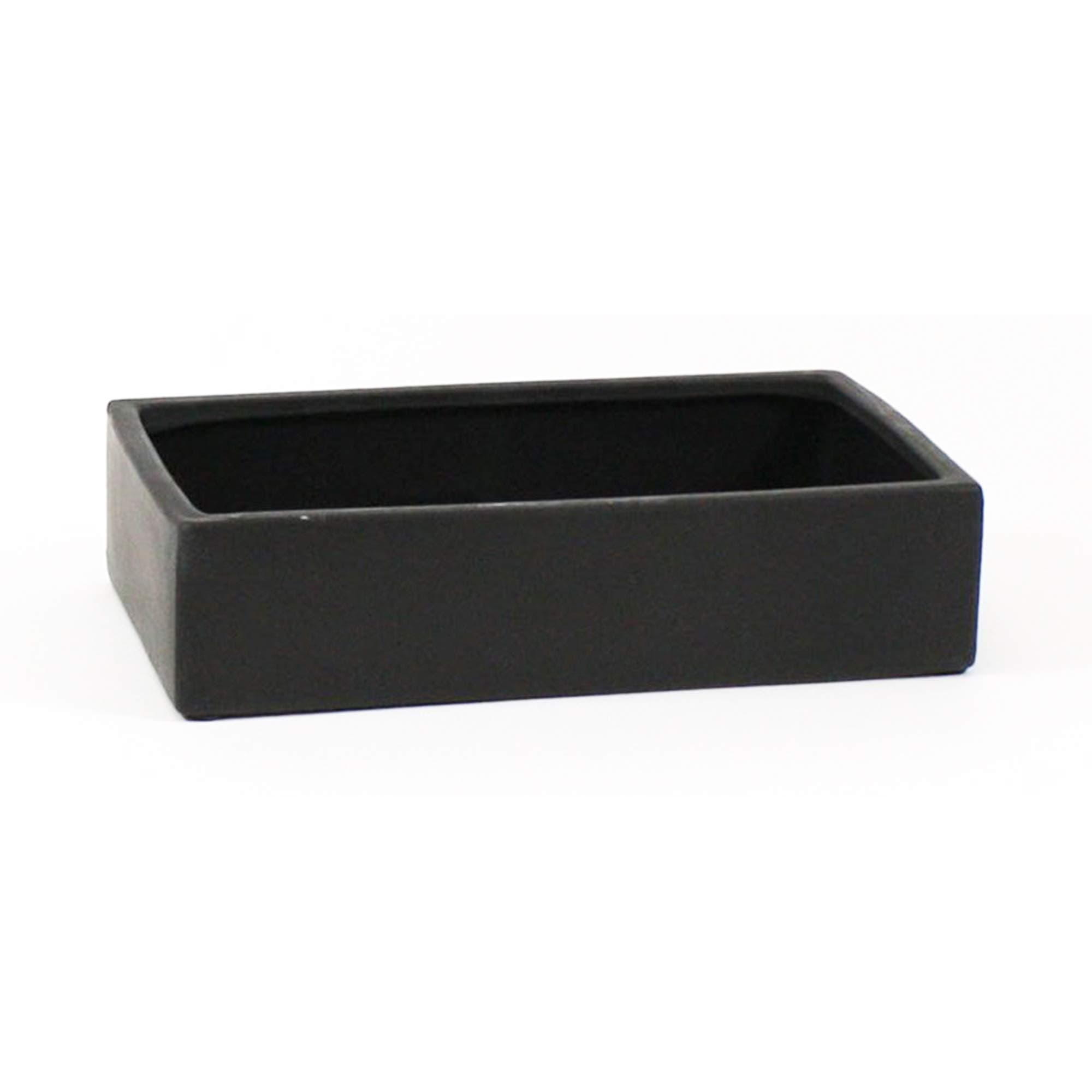WGV Rectangle Block Ceramic Vase Bulk 12" x 7" x 3"H Black Low Plate Planter Terrarium Floral Centerpiece for Wedding Event Home Decor 6 Pieces
