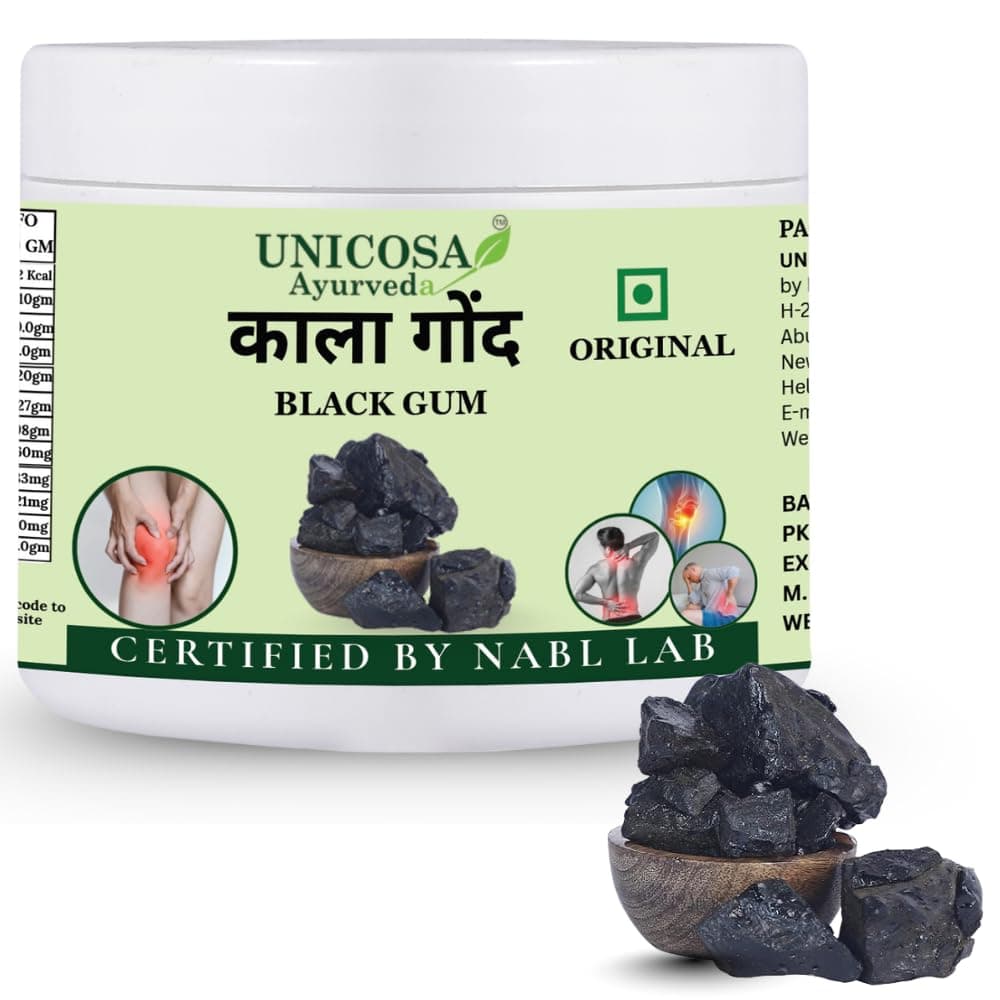 UNICOSA Ayurveda Natural & Pure Kala Gond | Gond Siyah | Black Gum | 100% Pure & Ayurvedic | Lab Tested and Certified (100 gm)