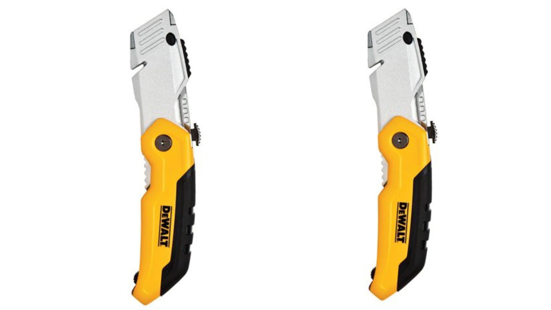 DEWALT DWHT10035L Folding Retractable Utility Knife (Pack of 2), Black/Yellow