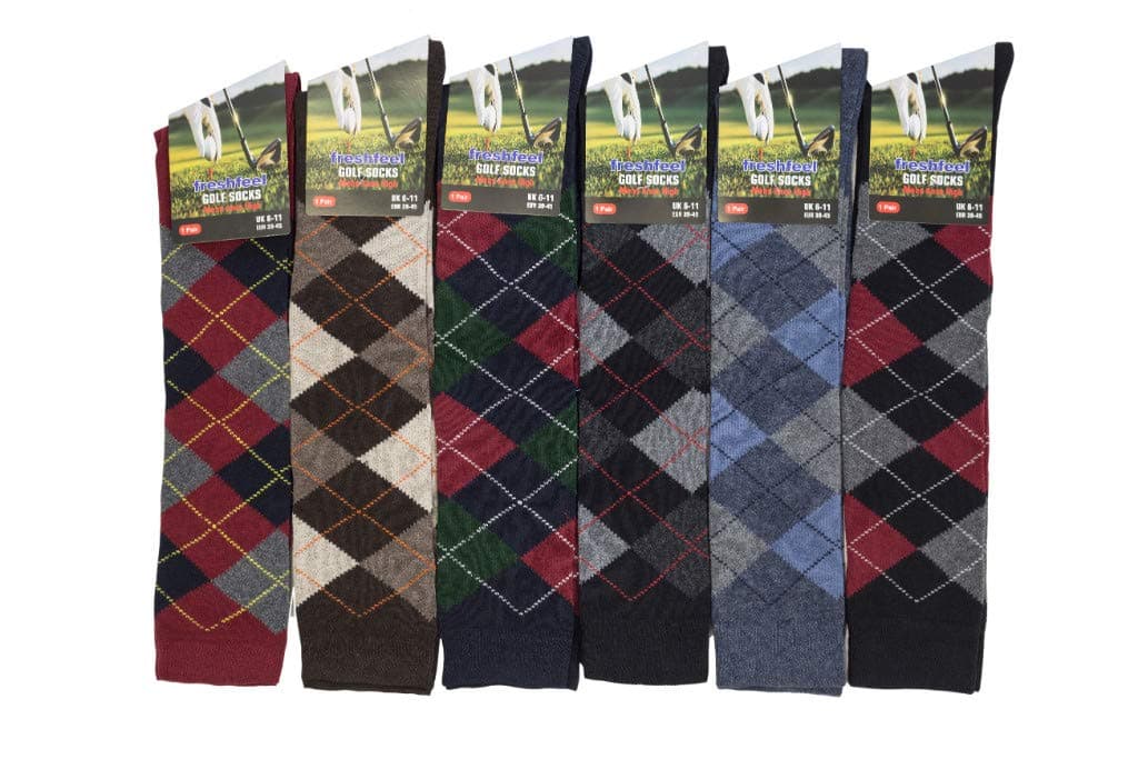 6 Pairs Men's knee High Golf Design Argyle Rich Cotton Equestrian Horse Riding Boot Socks,Uk Size 6-11