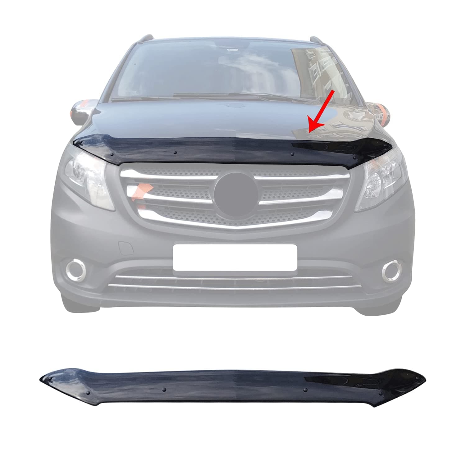 OMACBonnet Deflector Stone Chip Protection Compatible with Mercedes Vito W447 2014-2021 Black Insect Bonnet Protector Frame Protection Mask Car Accessories