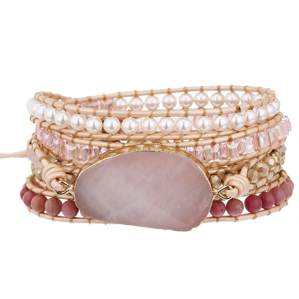 PlumissBoho Leather Handmade Natural Stone Crystal Bead Wrap Bracelets Collection