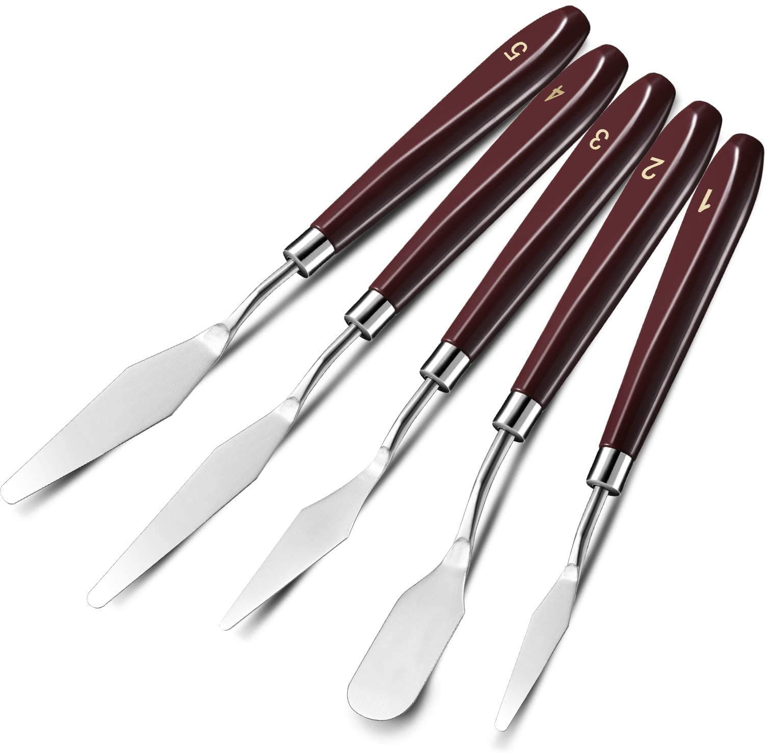 5PCS Painting Knife Set, Professional Stainless Steel Acrylic Oil Painting Palette Knives,Fabric Paints Tools, Artist Color Paint Mixing Scraper, Spatula Art Accessories Canvas Watercolor Supplies Kit