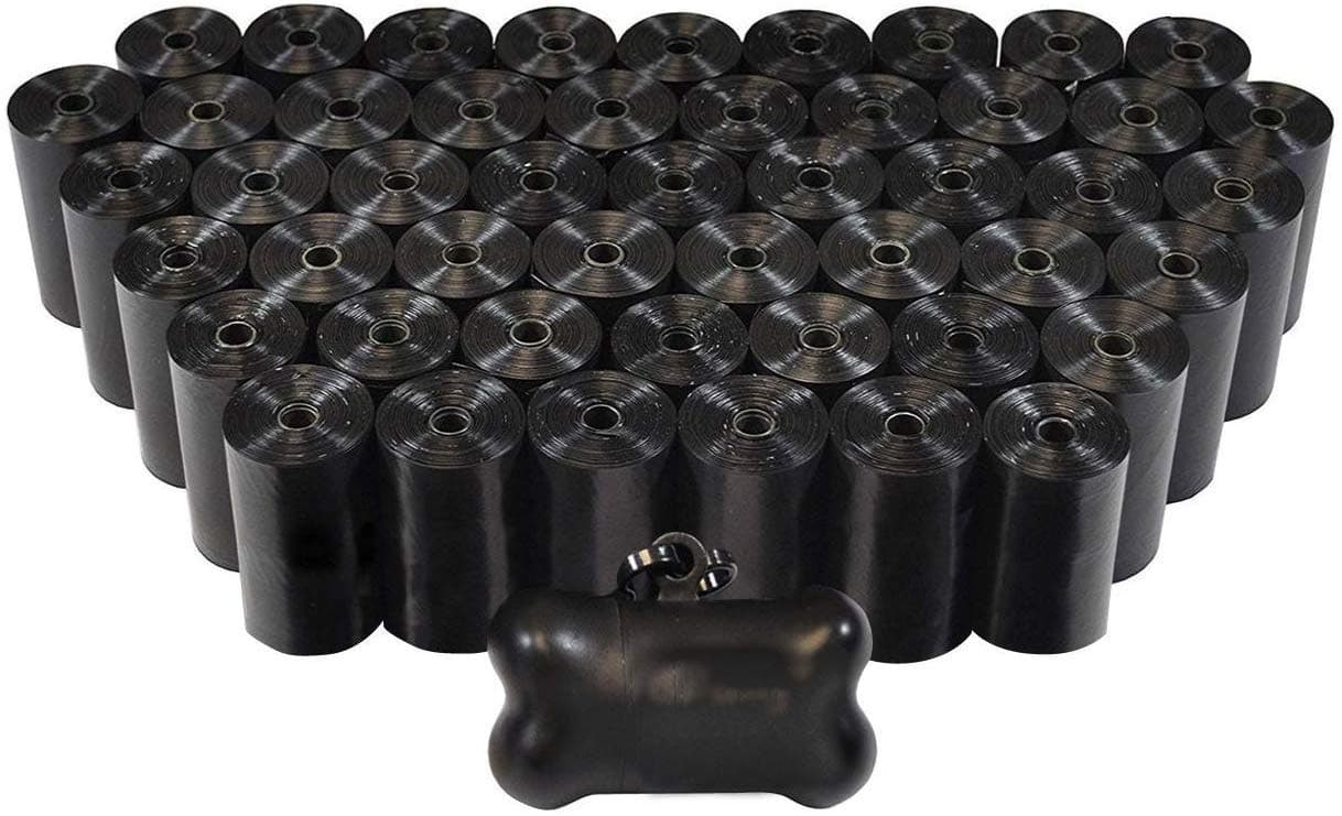 EcoKind Pet Treats 1000 Dog Thick Pet Waste Poop Bags, Bulk roll,Clean up Refills-(Green, Blue, Purple, Red, Black, Pink,Rainbow of Colors)+Free Bone Dispenser (Black)
