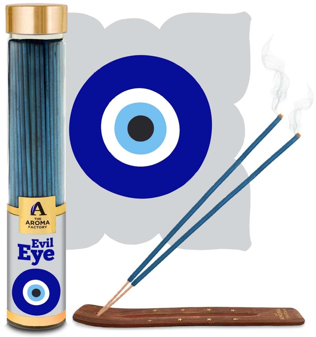 Agarbatti | Evil Eye Nazar Kavach Luxury Incense Sticks for Removing Negative Energy & Bring Luck | Natural, Herbal, Low Smoke & 0% Charcoal | 100g X 1 Bottle Pack