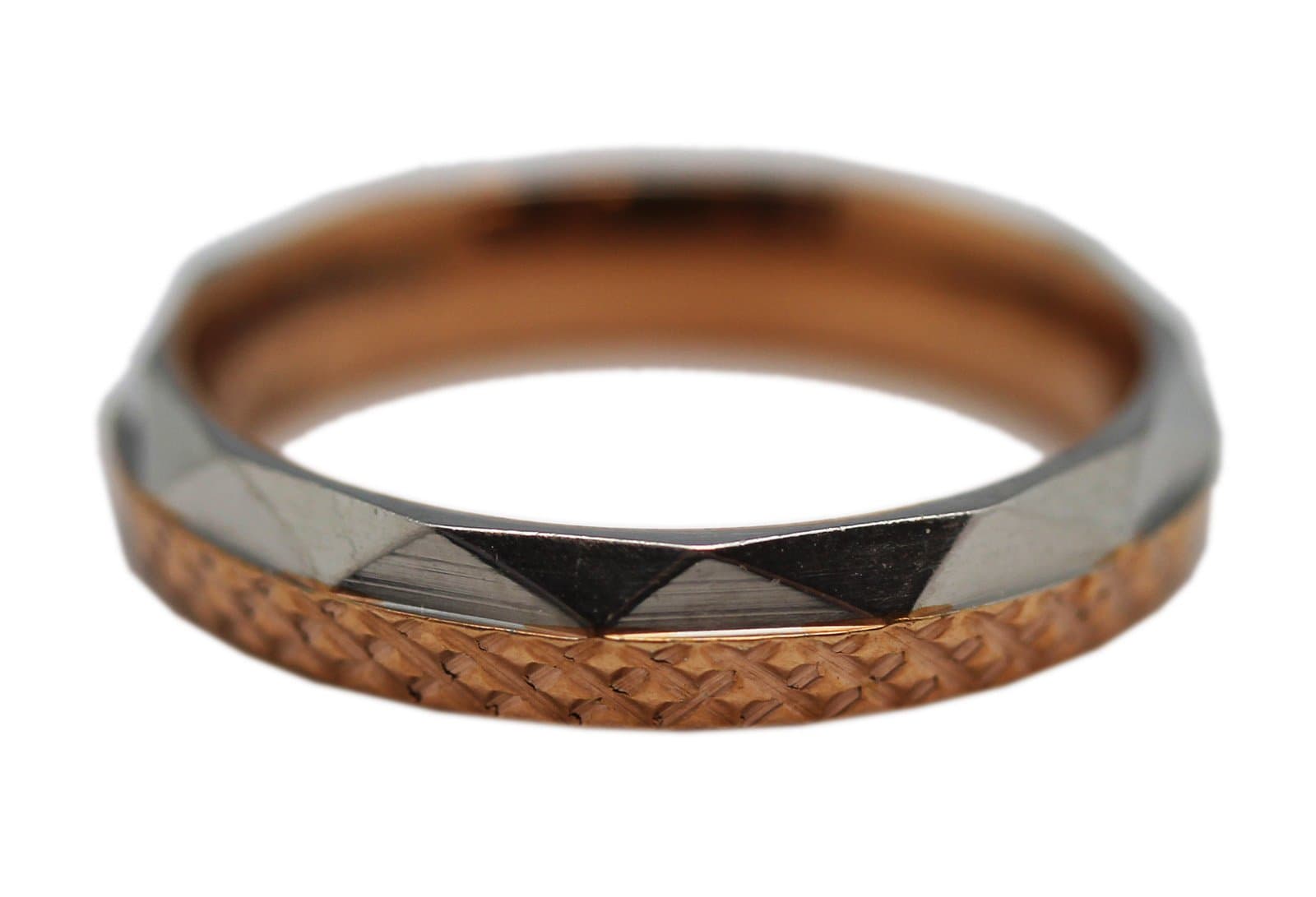 Two-Tone Diamond Cut Hex Ring