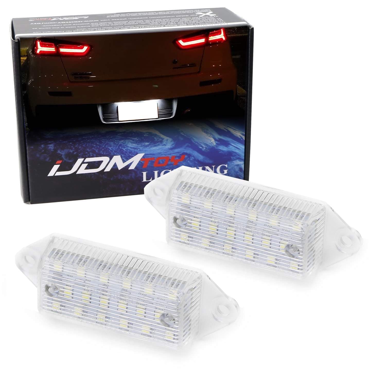 iJDMTOY Oem-Fit 3W Full Led License Plate Light Kit For 2003-17 Mitsubishi Lancer & Evolution X, Powered By 18-Smd Xenon White Led