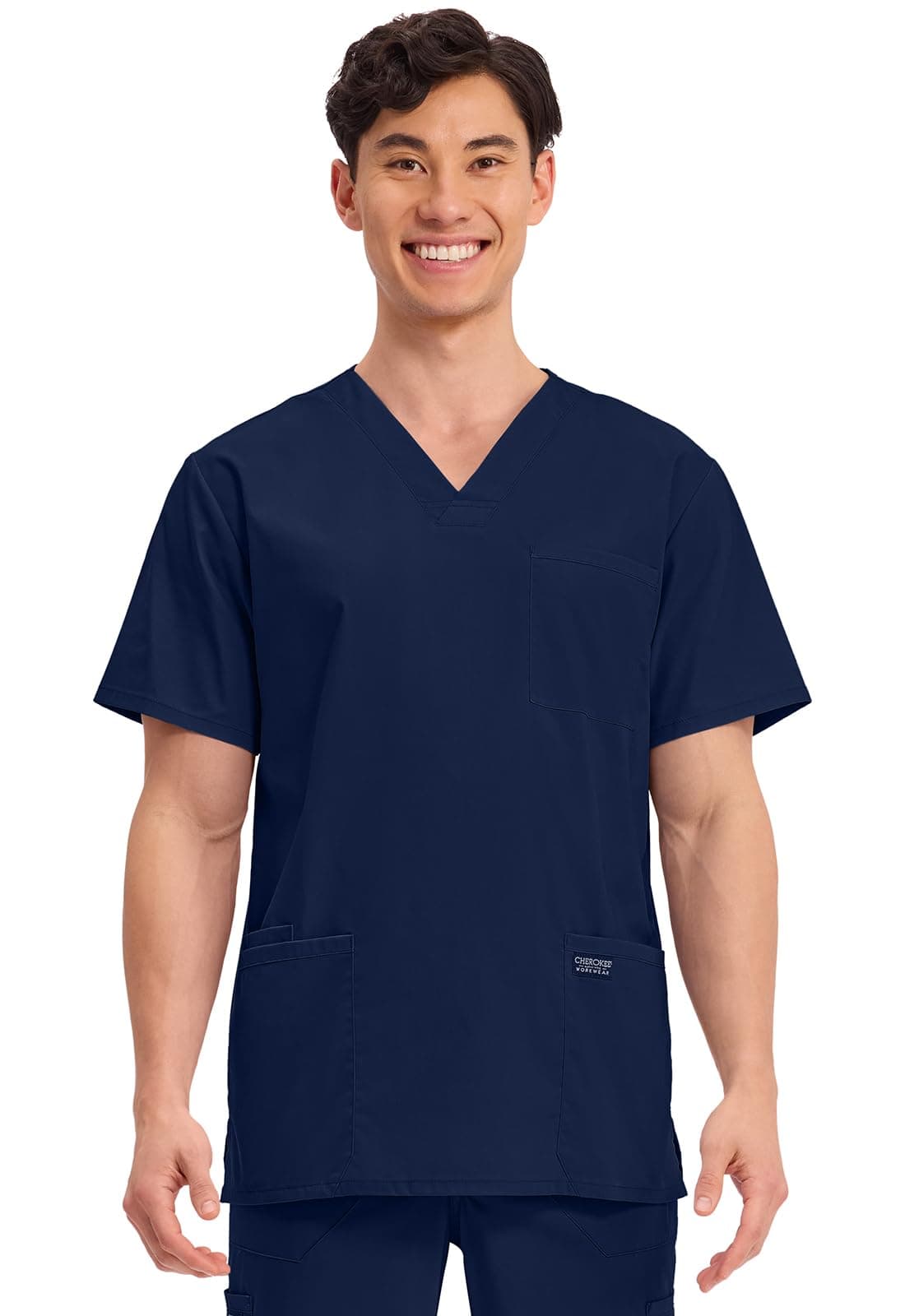 Men's V-Neck Top Traditional fit with 4 Pockets, Ultra Soft, Durable, Fade Resistant, 2-Way Stretch Fabric - WW695