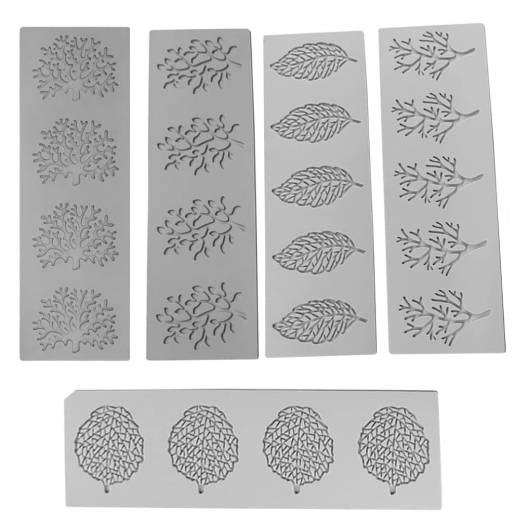 Fondant Moulds for Cake Decorating,Coral Branch Leaves,Cake Decorating Moulds,Flower Pattern Molds Flower Pattern Molds 5pcs Lace Silicone Mat,Silicone Cake Mat,Cake Embossing Mat