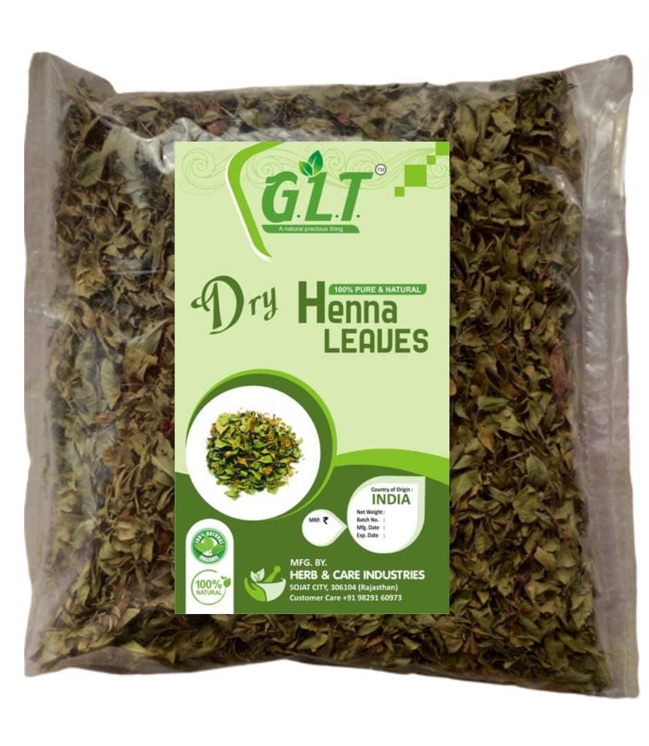 G.L.T. Dry Henna Mehandi Leaves 100% NATURAL & ORGANIC (Henna Leaves 200gm)