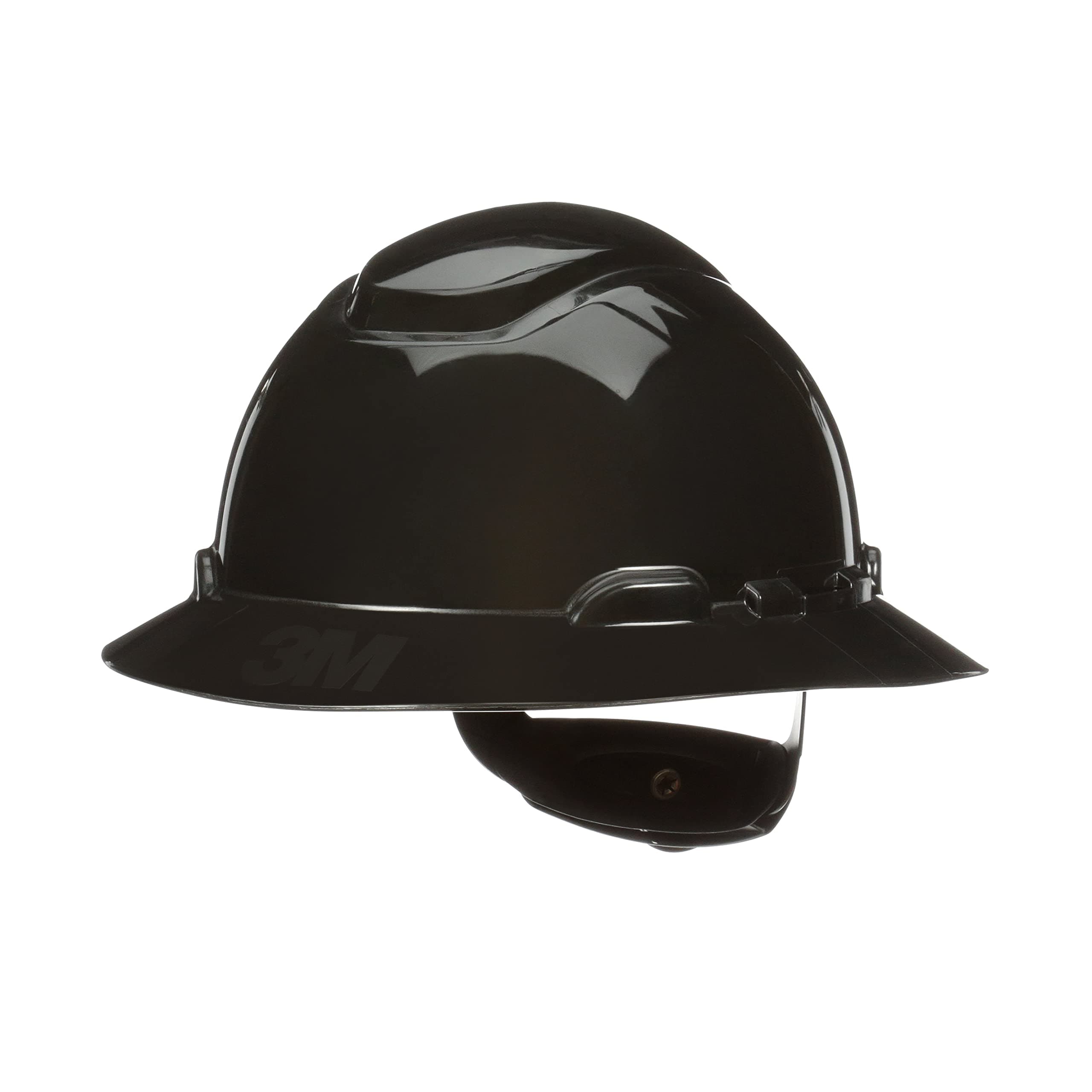 Hard Hat SecureFit H-812SFR-UV, Black, Non-Vented Full Brim Style Safety Helmet with Uvicator Sensor, 4-Point Pressure Diffusion Ratchet Suspension, ANSI Z87.1