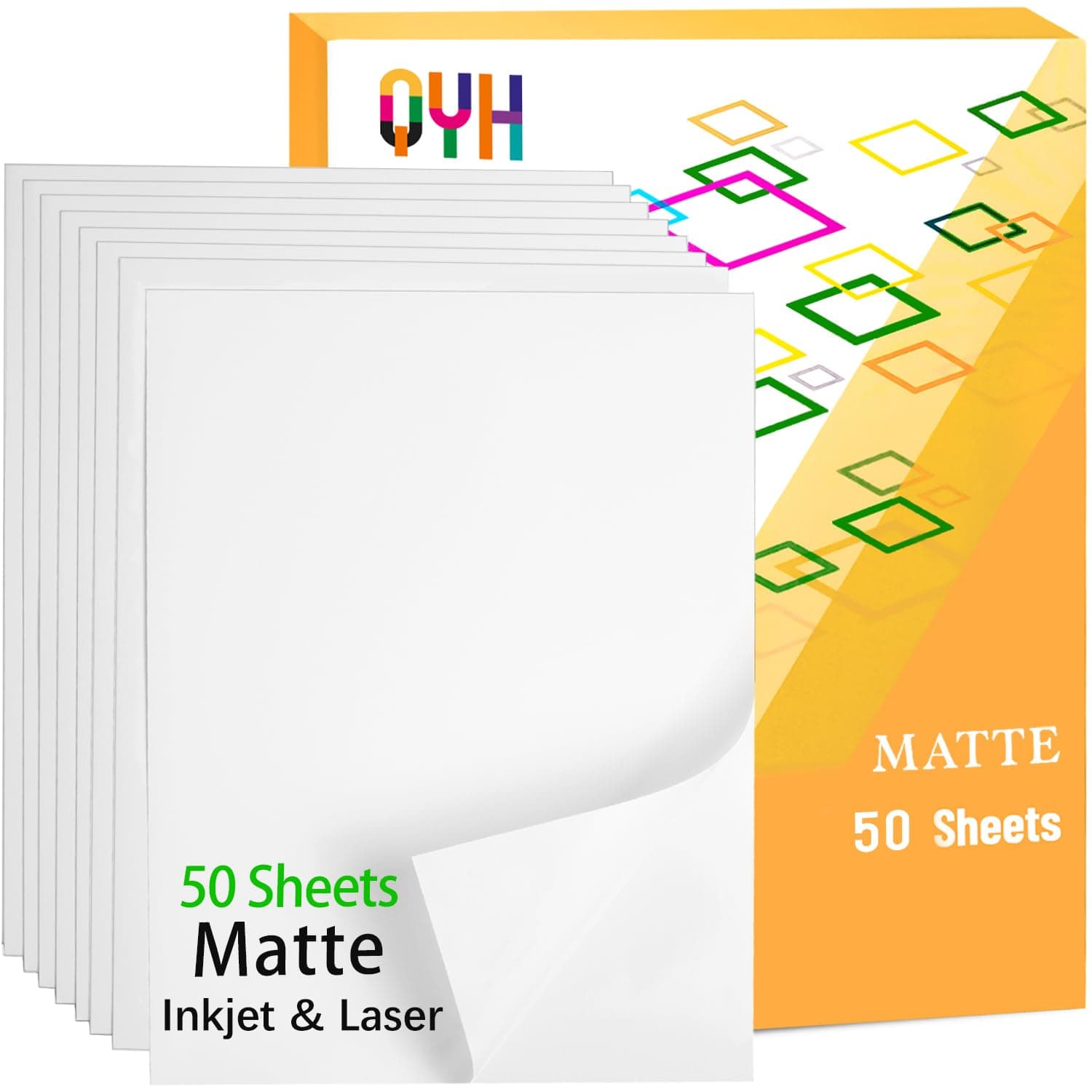 Printable Vinyl Sticker Paper for Inkjet & Laser Printer - Matte White Waterproof, Compatible with Cricut, Silhouette, 50 Sheets, Ideal for Small Business & DIY Crafters (Labels/Decor) - 8.5"x11"