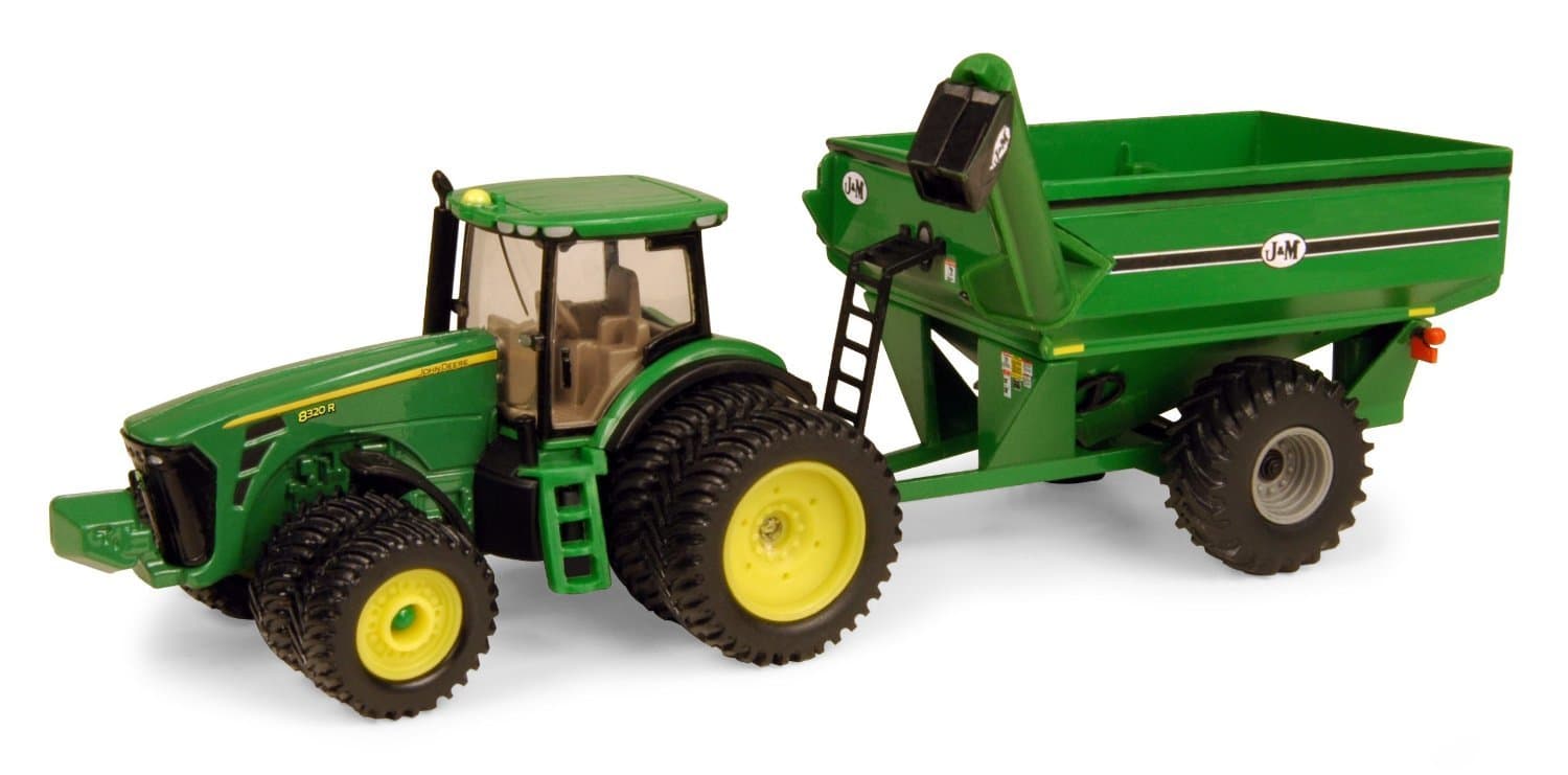 Tomy Ertl John Deere 8320R Tractor With J & M Grain Cart, 1:64 Scale