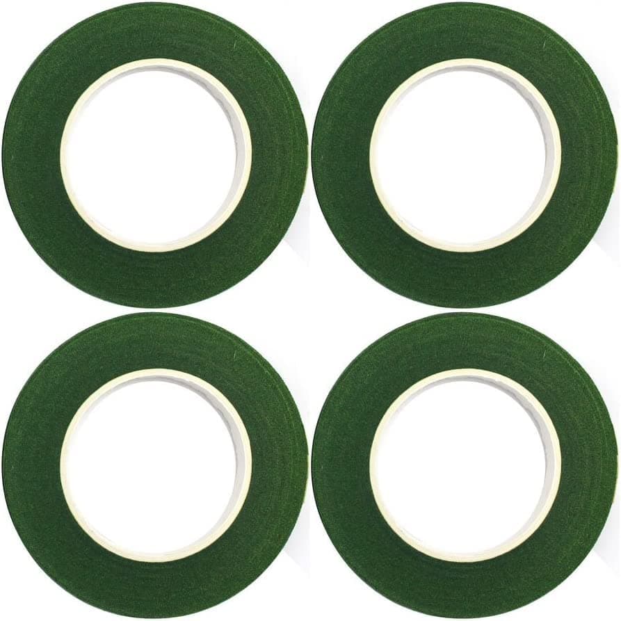 Just Flowers Flower Making Floral Tapes | Strecheble Tapes for Art and Crafts | Florist Tape for Stem Wrap (Pack of 4, Dark Green), 10 Cm