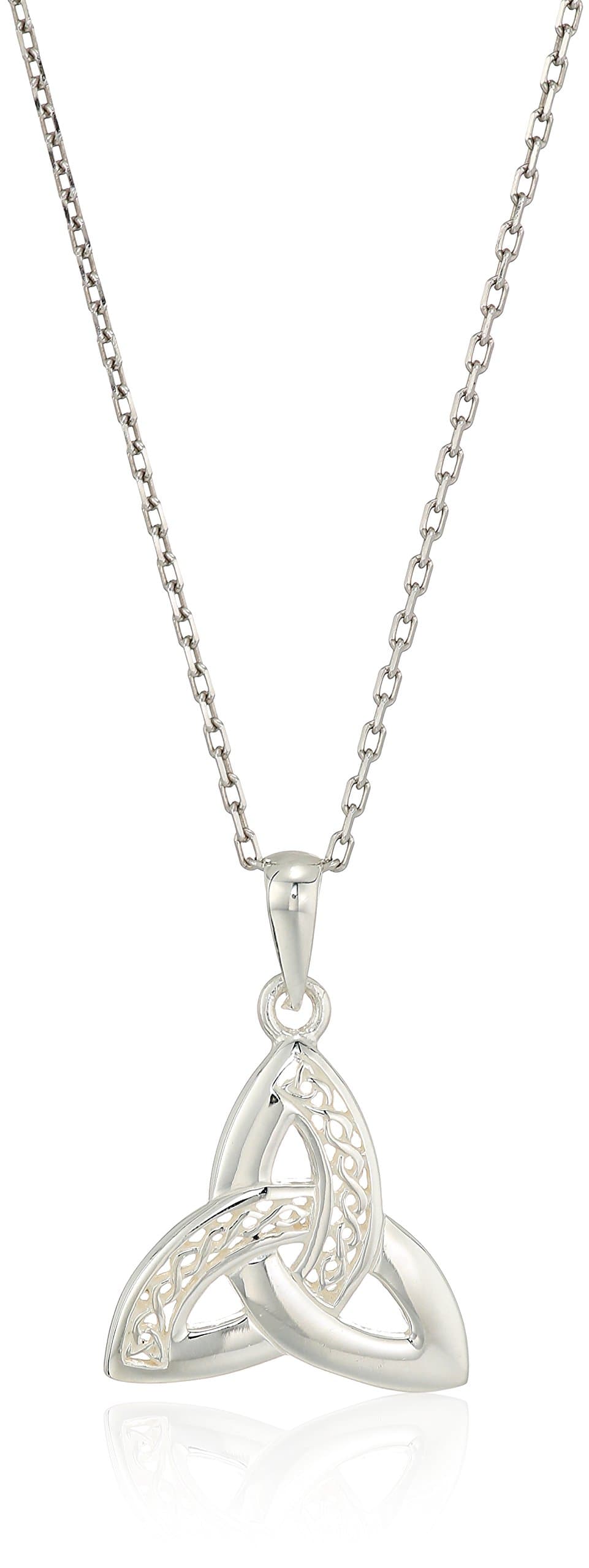 Solvar Celtic Weave & Trinity Knot Necklace Silver Irish Made