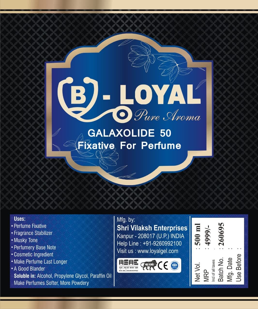 B-LOYAL Galaxolide 50-500 ML | Fragrance Grade Musk Compound | Long-Lasting Aroma Fixative | For Perfume, Soap & Cosmetic Formulations