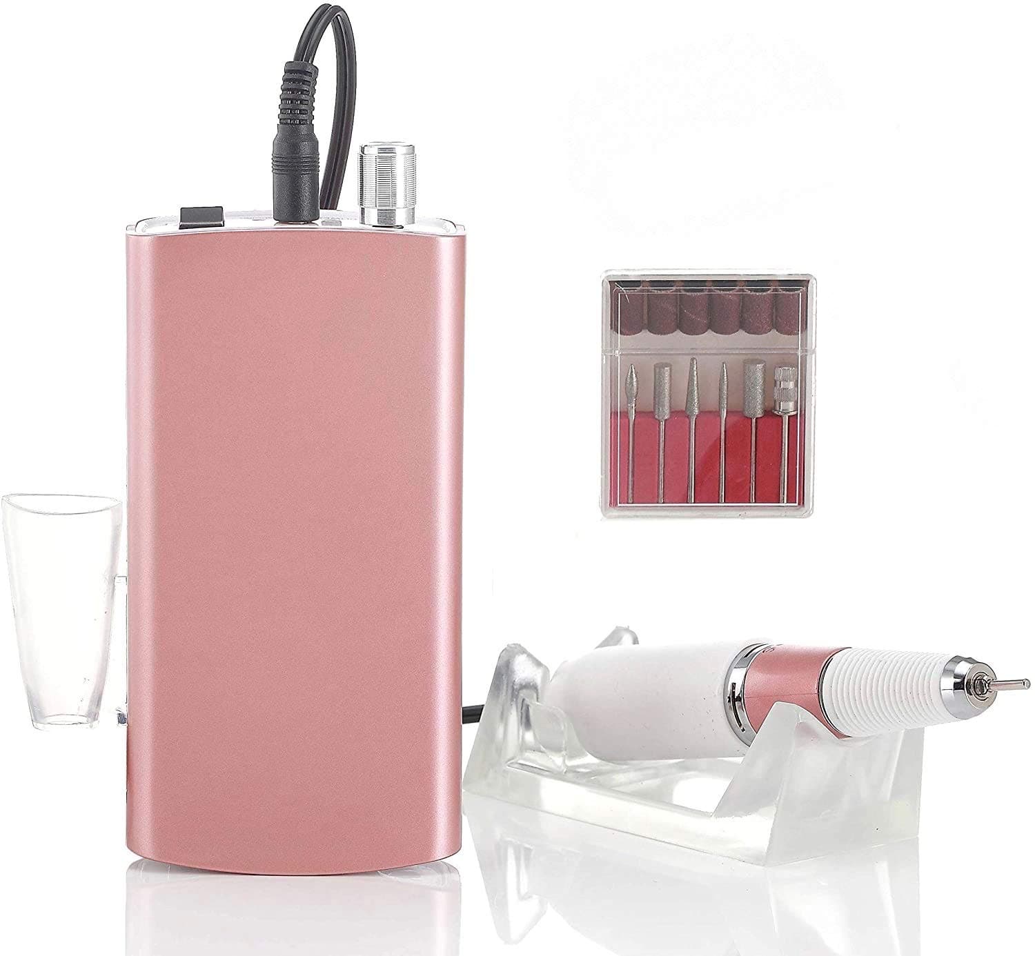 Miss Sweet Portable Nail Drill Machine Rechargeable Electric Nail File for Acrylic Nail RPM30000 (Rose Gold)