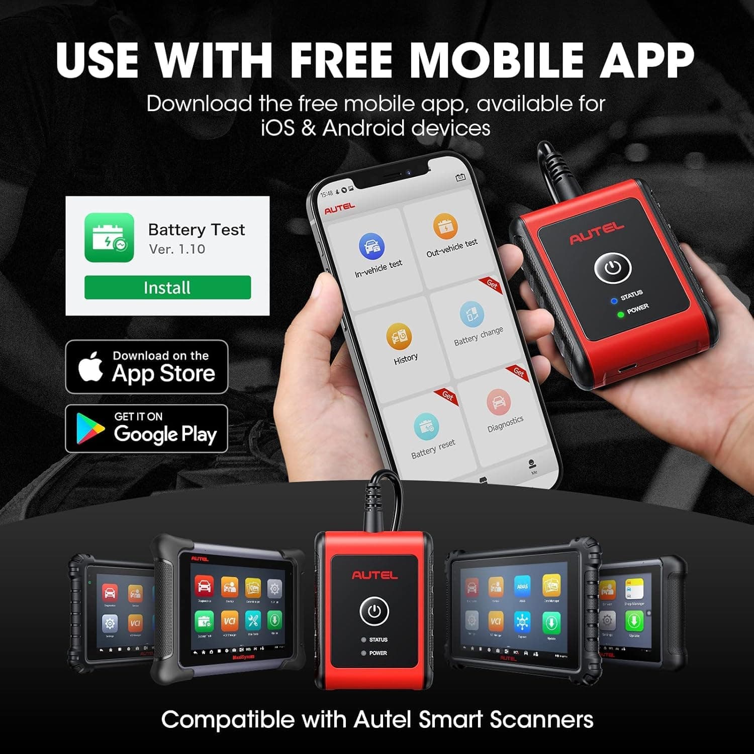 2025 Autel MaxiBAS BT506 Car Battery Tester, 6V 12V 100-2000 CCA Car Battery Analyzer, 12V 24V Auto Cranking/Charging System Testing, Adaptive Conductance, Precision Battery Load Test for All Cars