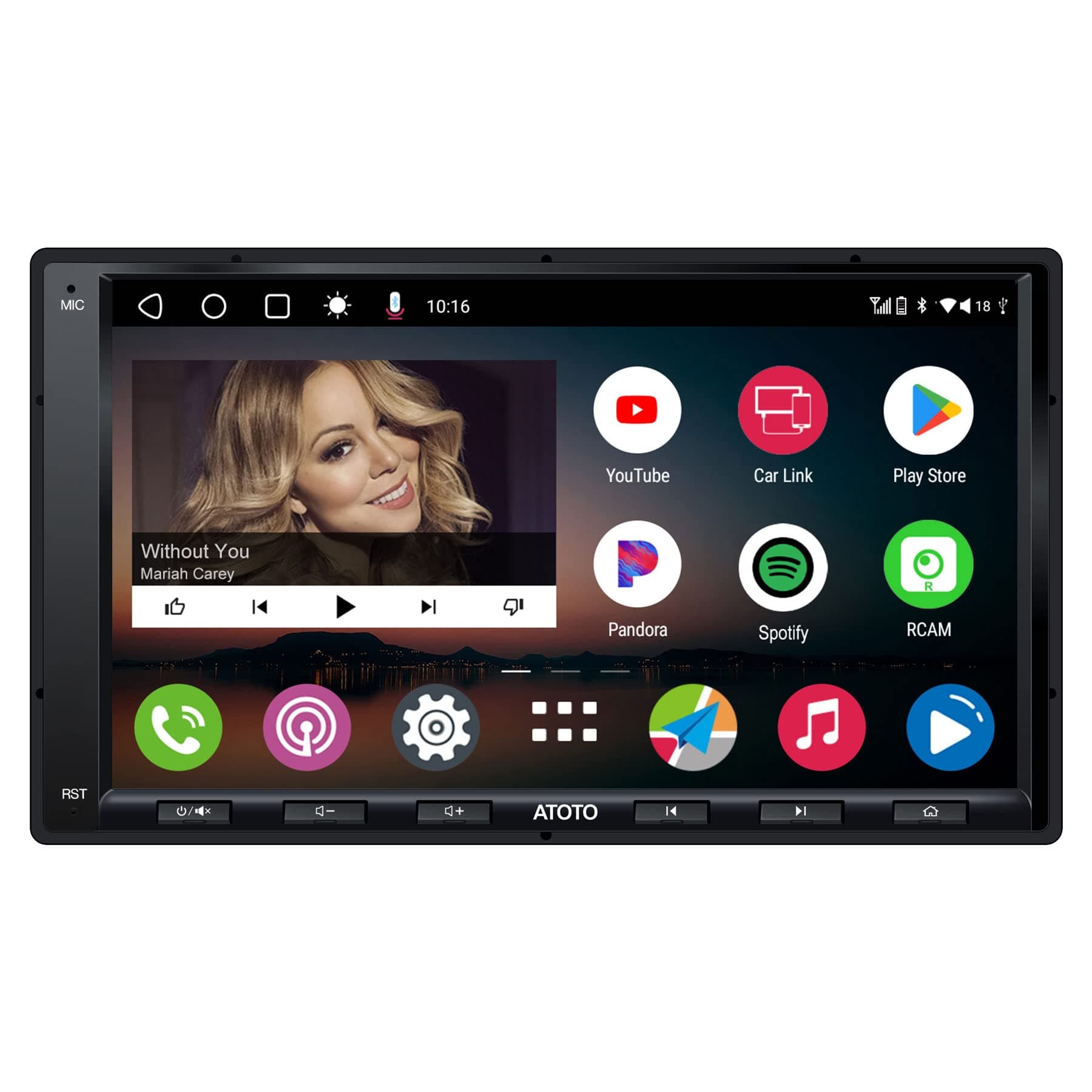 A6PF Android Double-DIN Car Stereo, Wireless CarPlay, Wireless Android Auto, Mirrorlink, 7" Touchscreen in-Dash GPS Navigation, Dual Bluetooth, WiFi/BT/USB Tethering, HD LRV, 2G+32G, A6G2A7PF