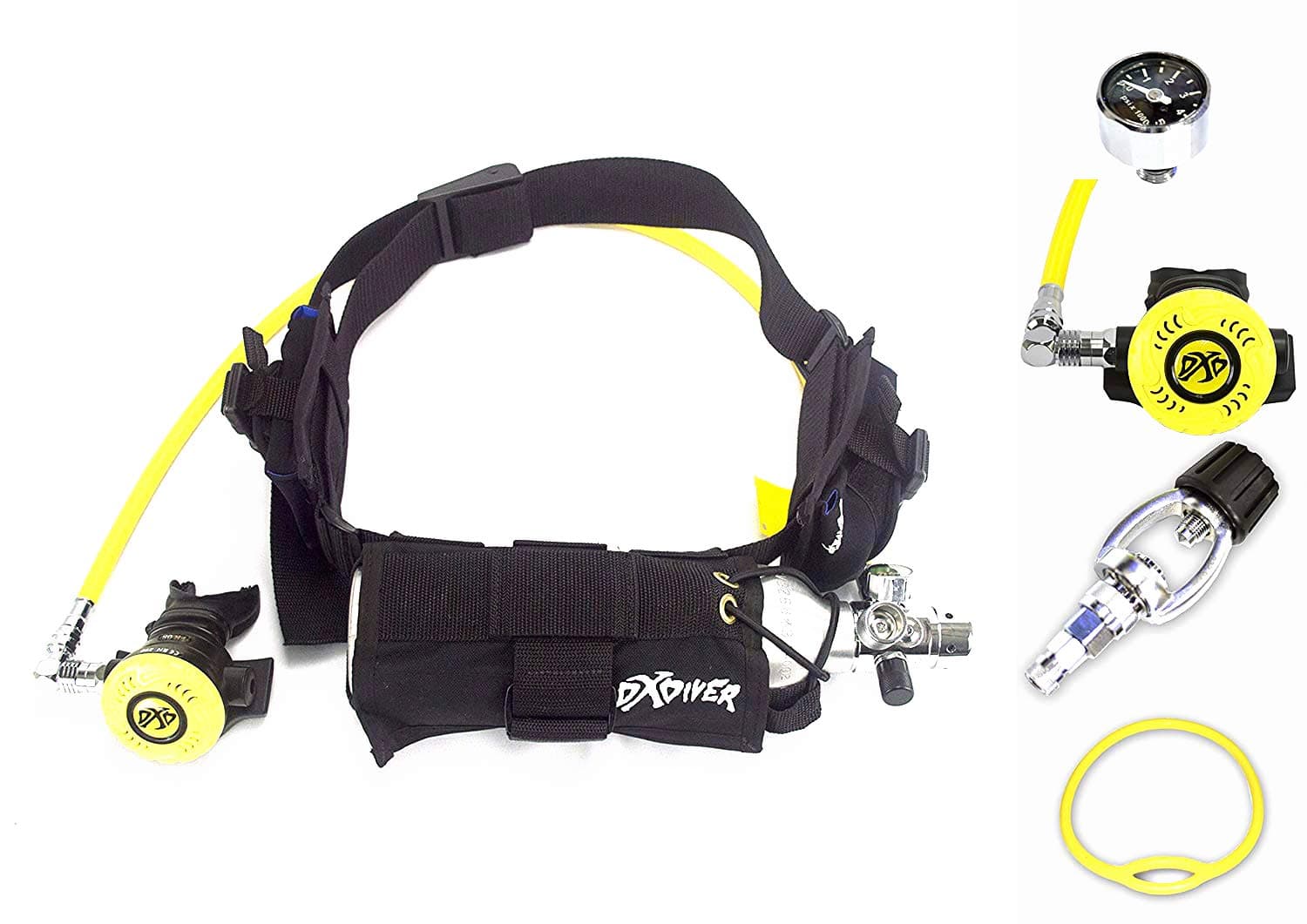 DXDiver Weigh Integrated Nylon Belt SPG Gauge Regulator Fill Adapter Pony Setup Scuba Dive Egressor Rapid Entry Rescue Clean Boat Propeller Lobstering