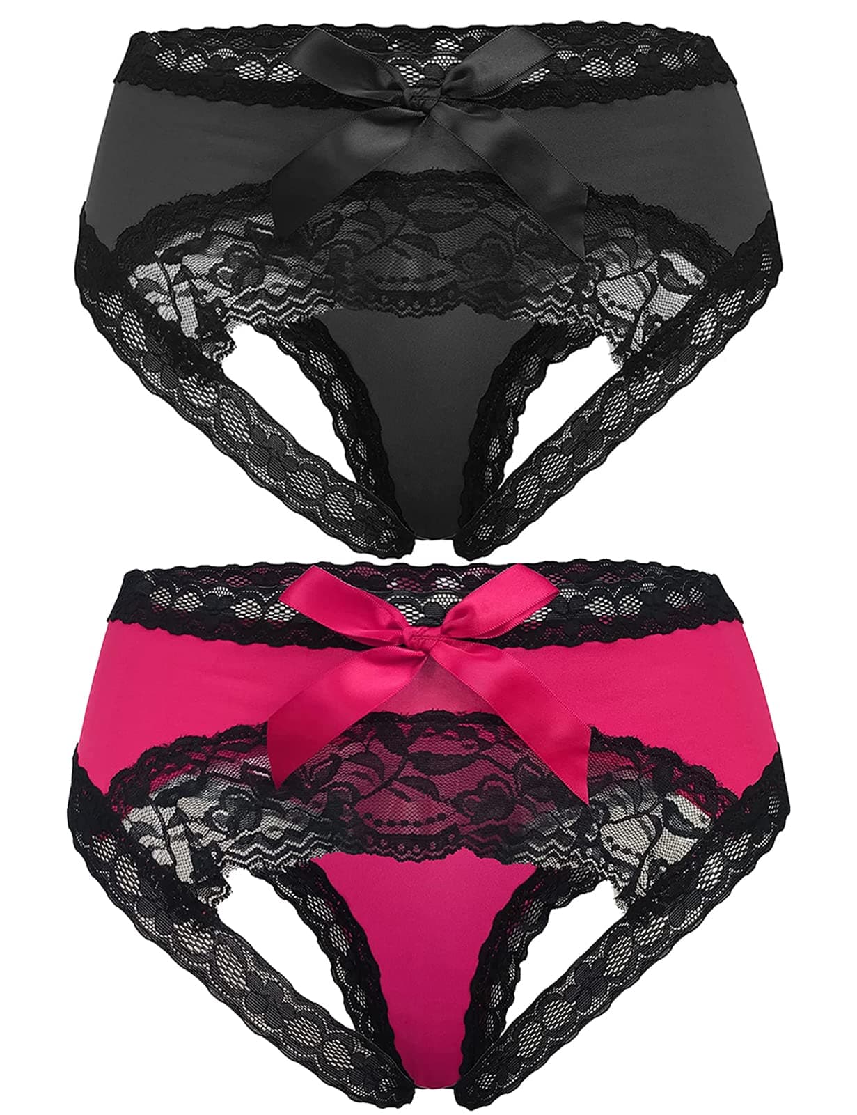 Plus Size Panties For Women Midnight Sexy Bow Lace Underwear Cute Briefs