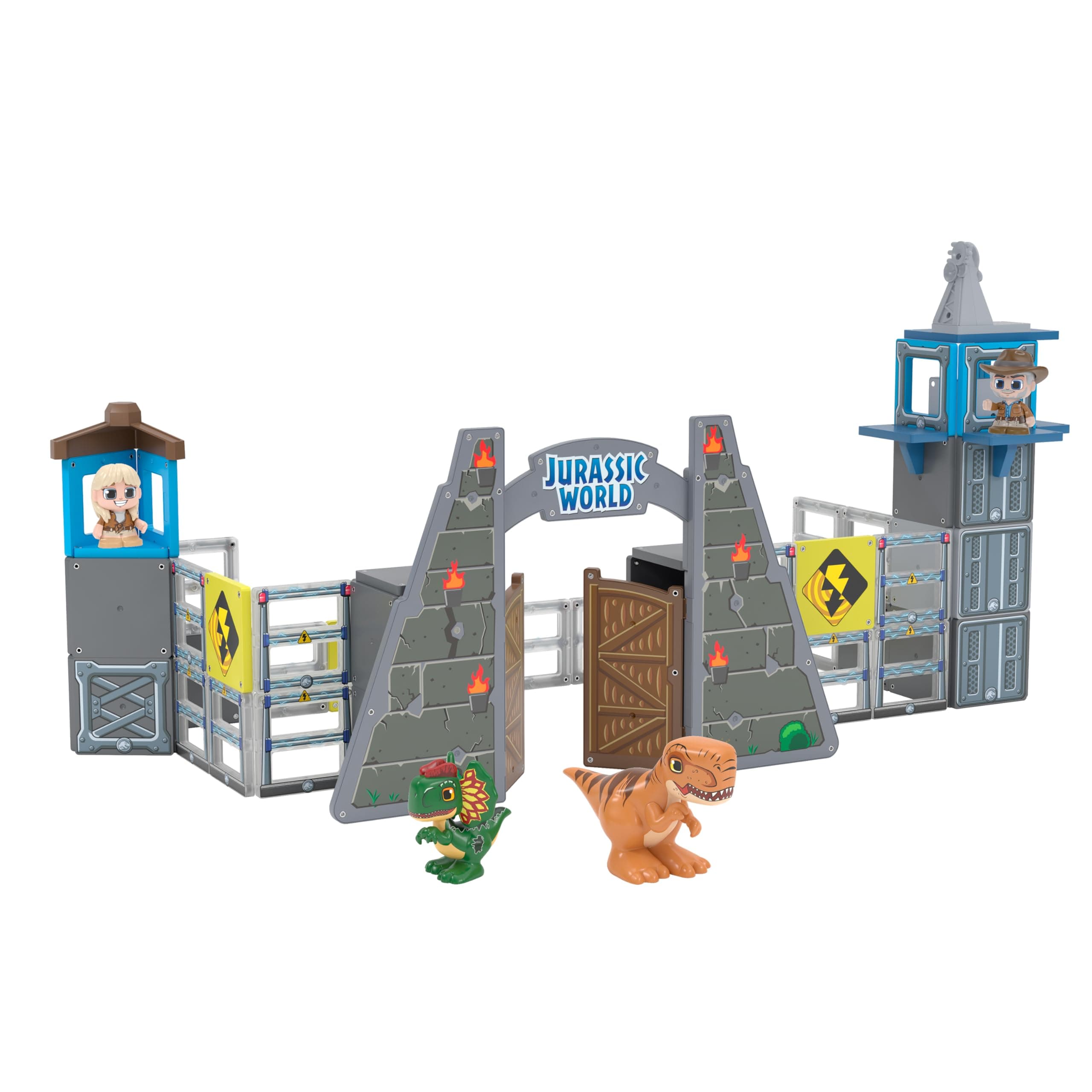 Tile Town Exclusive Jurassic World Gate Escape Magnetic Tiles Construction Bu...