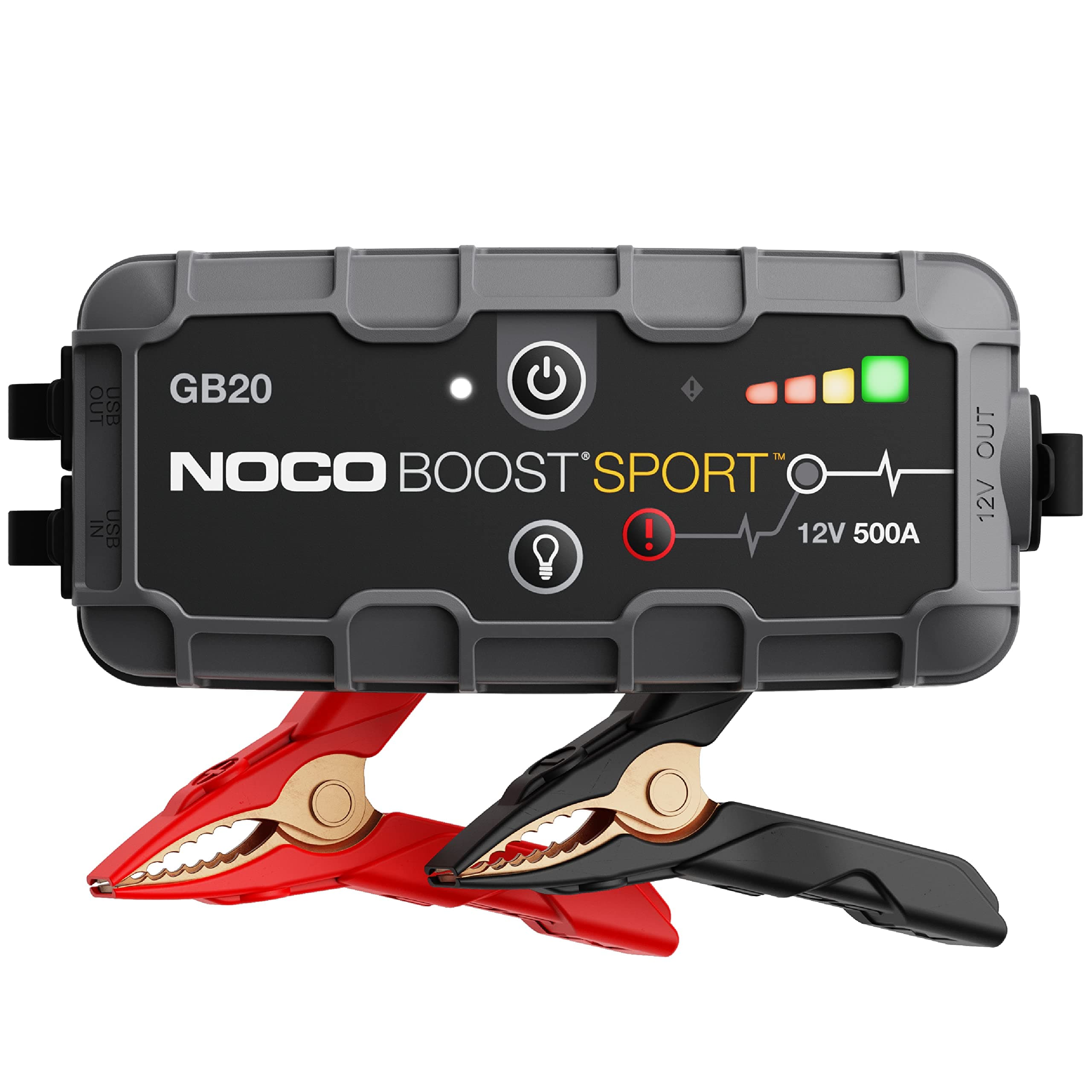 NOCO Boost GB20: 500A UltraSafe Jump Starter – 12V Lithium Battery Booster Pack, Portable Jump Box, Power Bank & Jumper Cables - for 4.0L Gas Engines